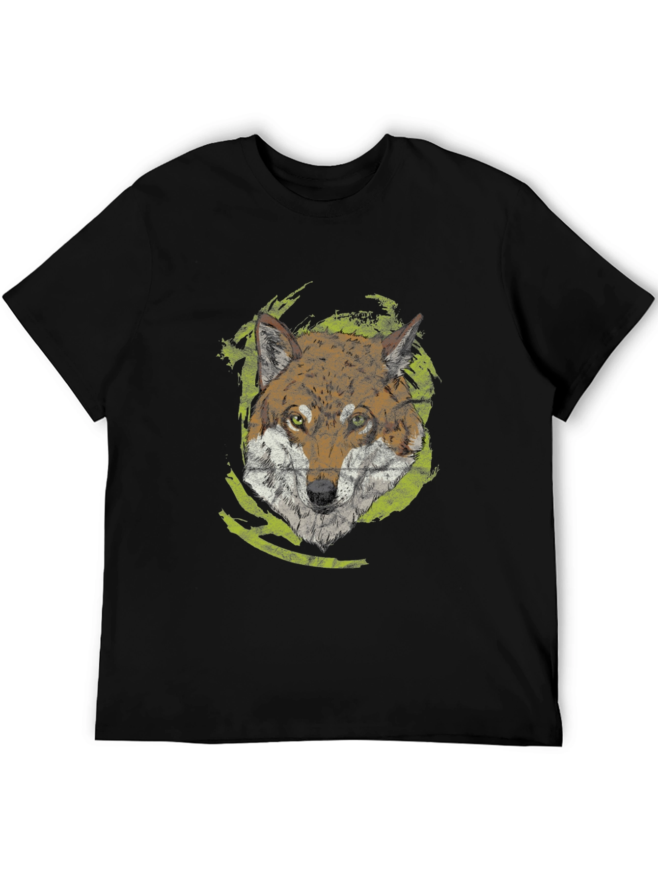 Black Wolf Graphic Tee - Black Cotton Casual Shirt view 5