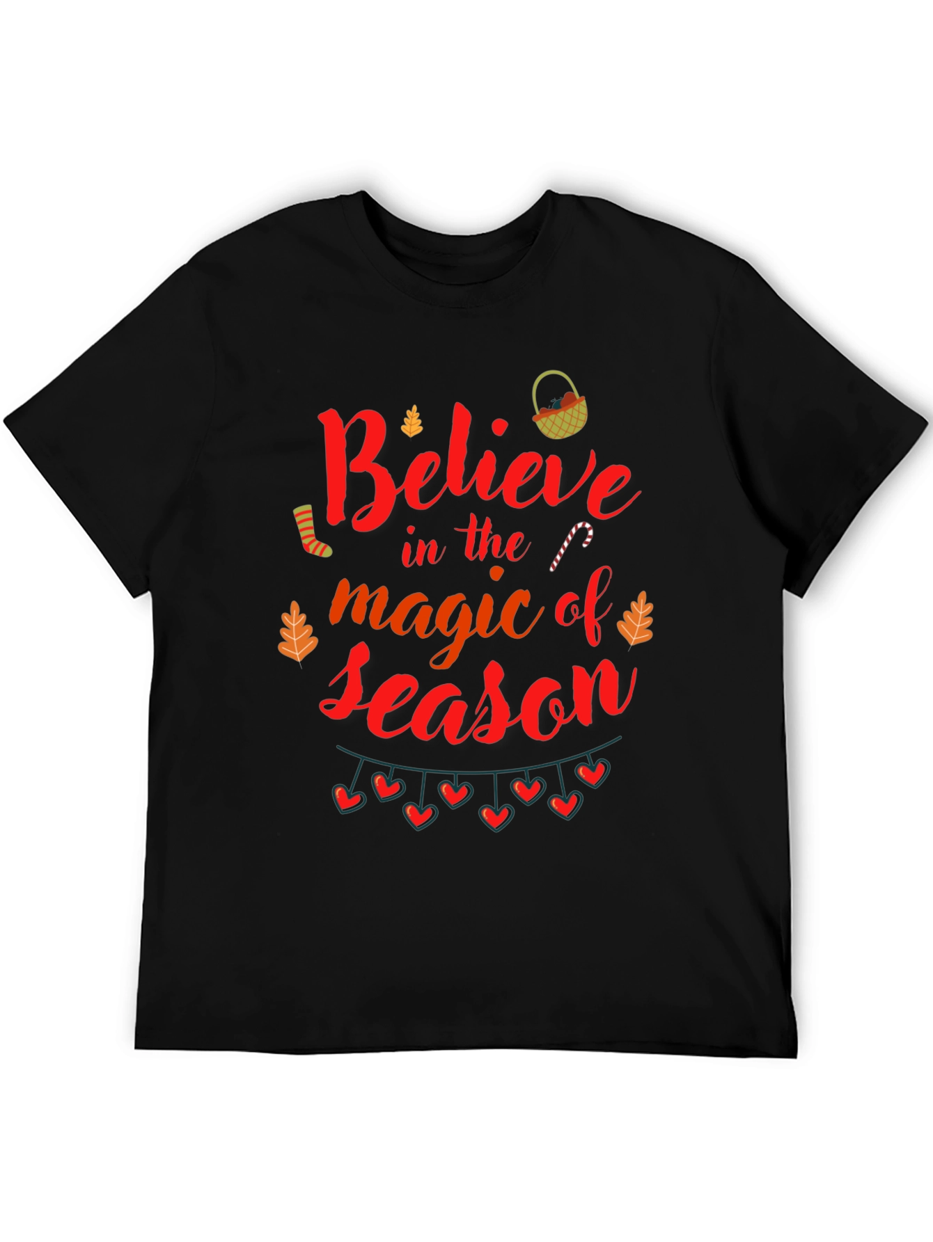 Black Believe Magic Season T-Shirt - Holiday Festive Tee view 5