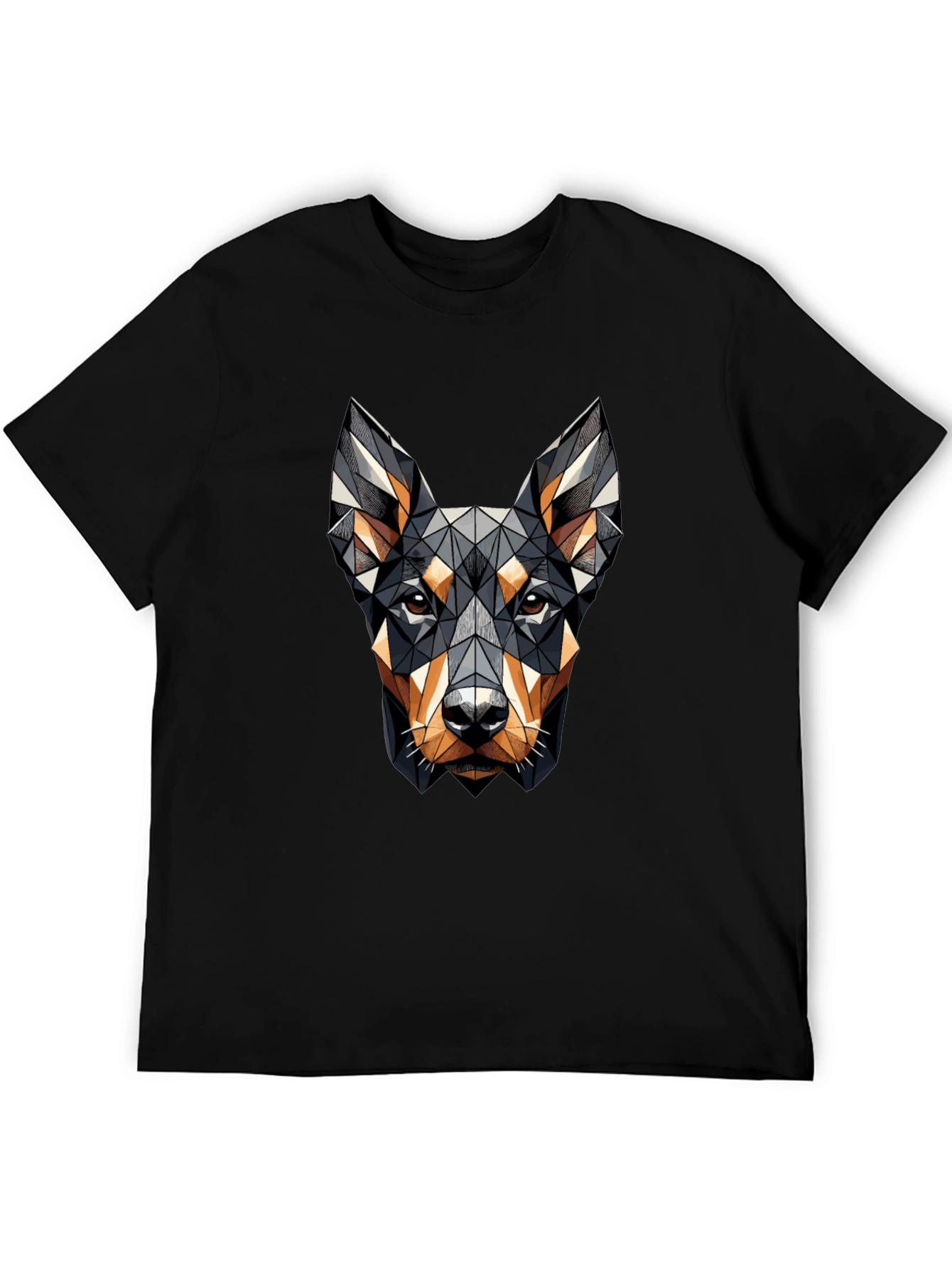 Black Geometric Dog Head Graphic Black T-Shirt view 5
