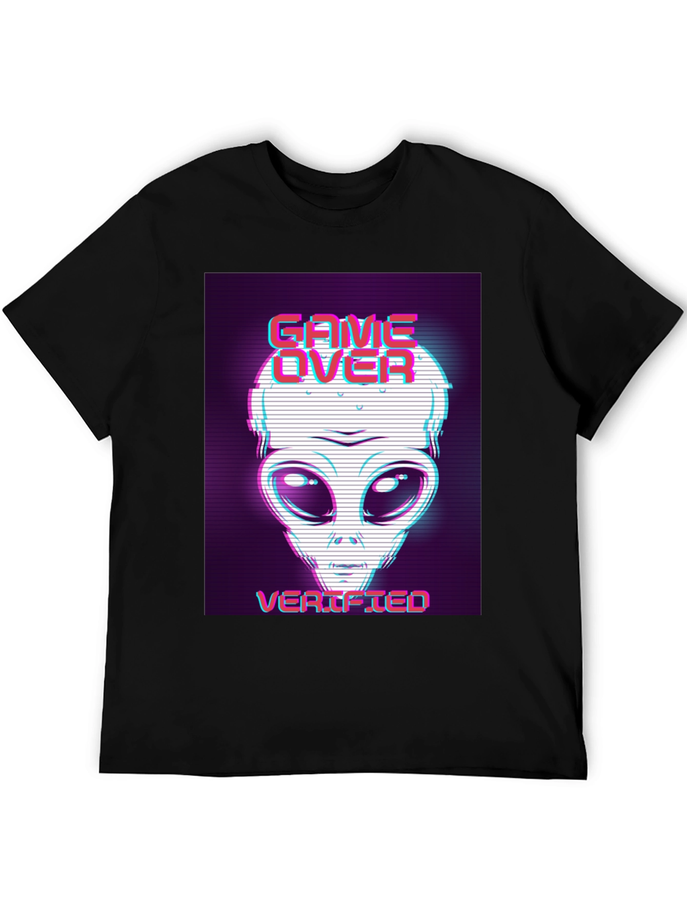 Black Game Over Alien Verified Black Graphic Tee view 5