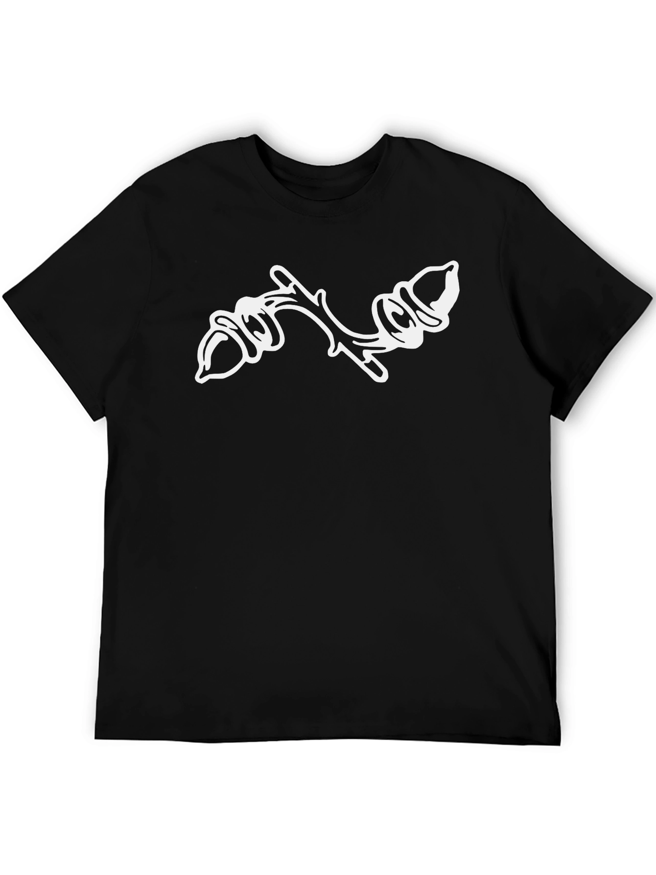 Black Black T-Shirt with Acorn Branch Design view 5