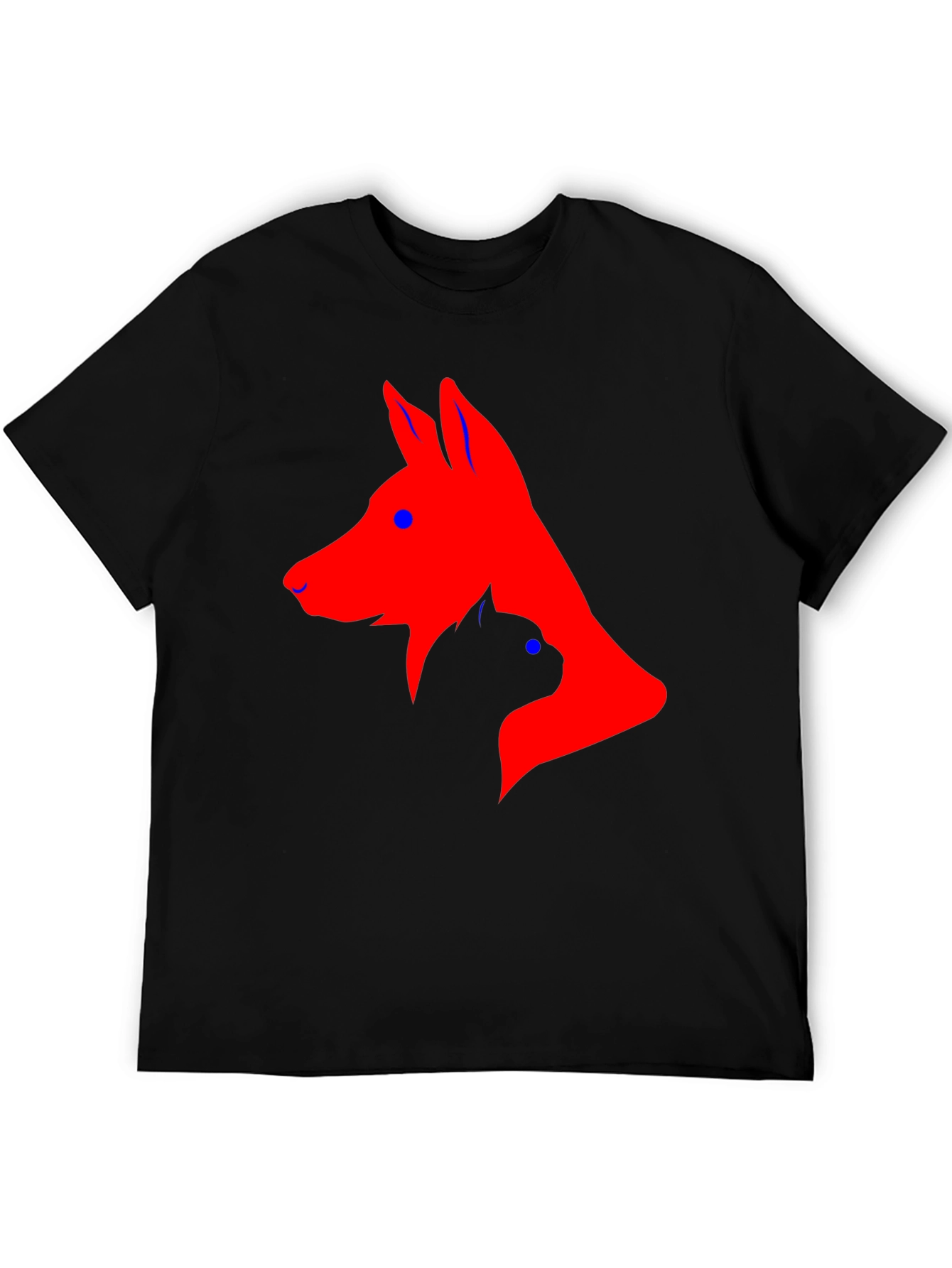 Black Dog and Cat Silhouette Black T-Shirt view 5