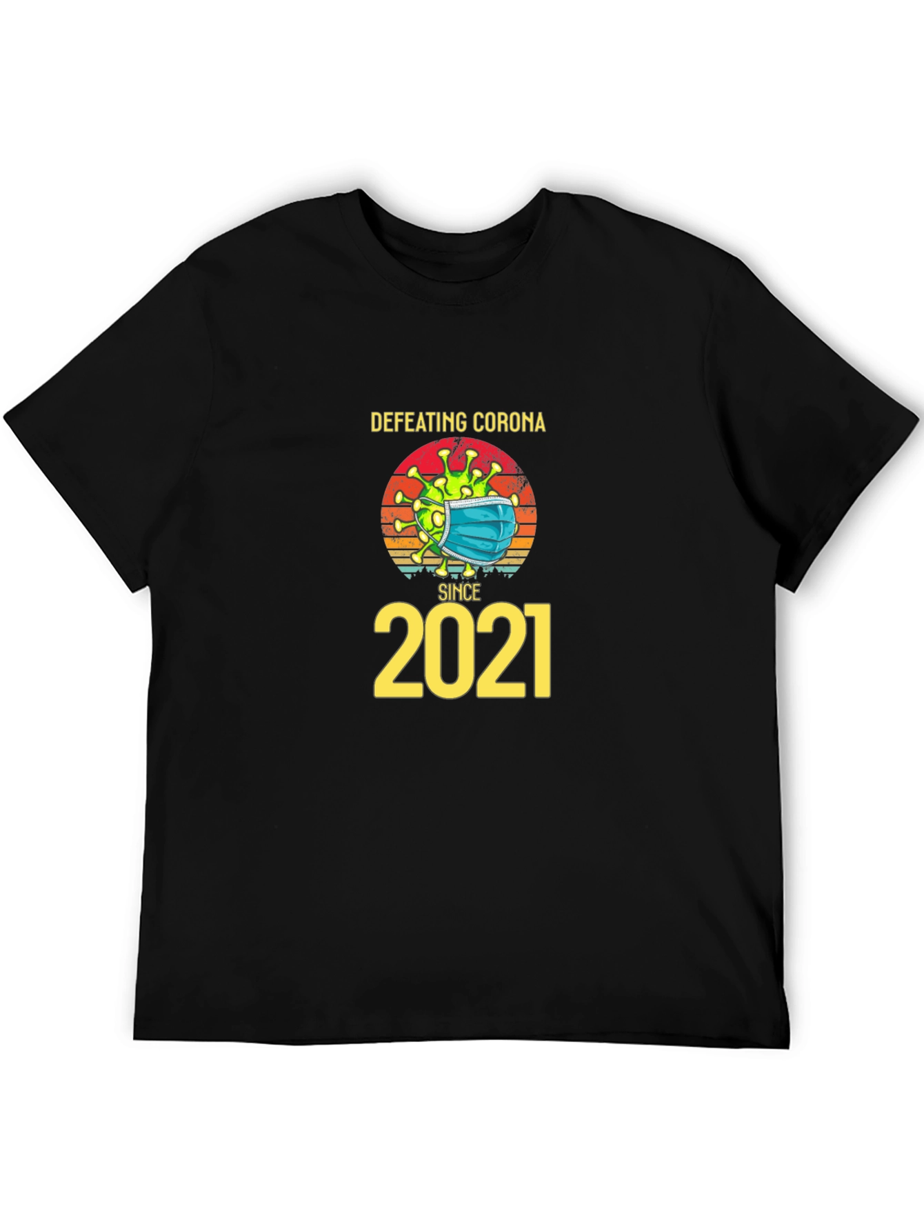 Black Defeating Corona Since 2021 T-Shirt view 5