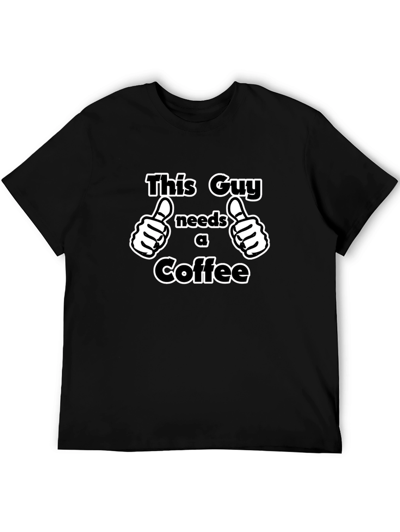 Black This Guy Needs Coffee T-Shirt - Funny Graphic Tee view 5