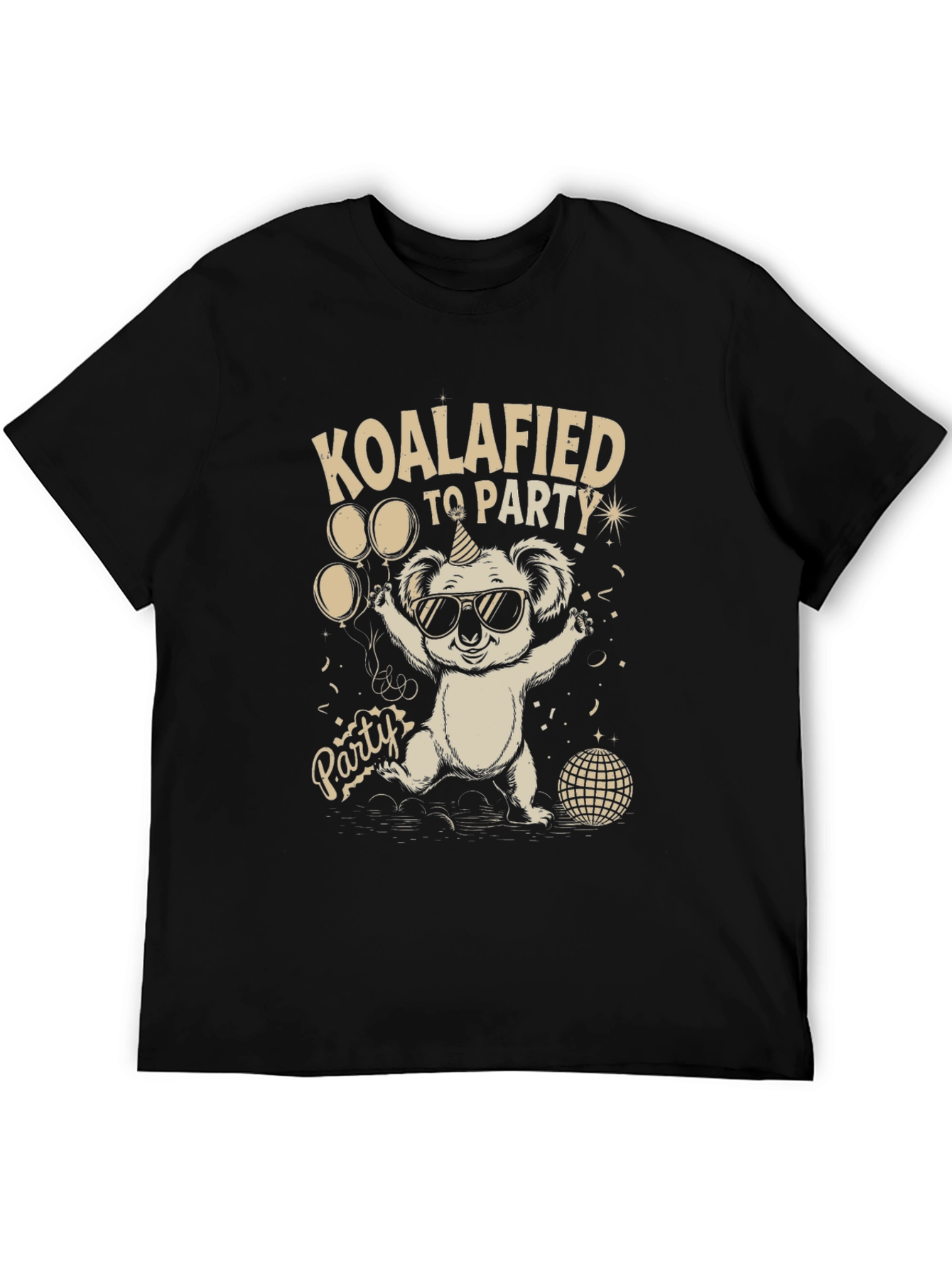 Black Koalafied to Party Graphic Tee - Fun Novelty T-Shirt view 5
