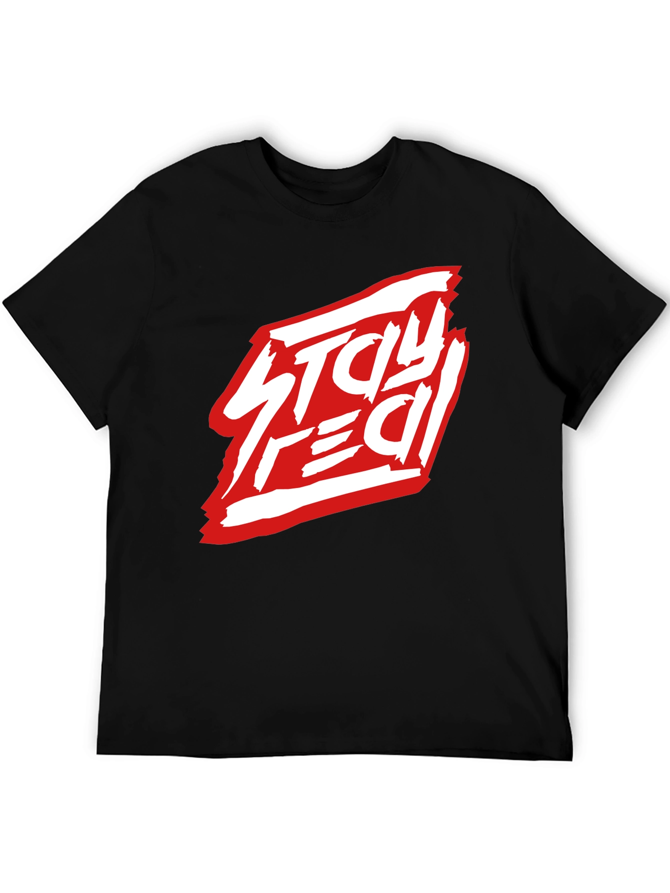 Black Stay Real Black Graphic Tee - Modern Streetwear Style view 5