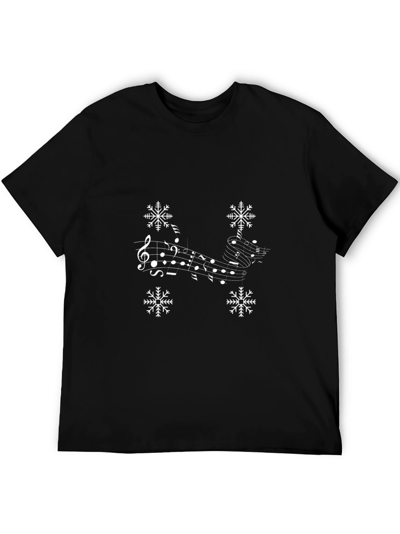 Black Musical Snowflake Graphic Tee - Black Cotton Blend view 5