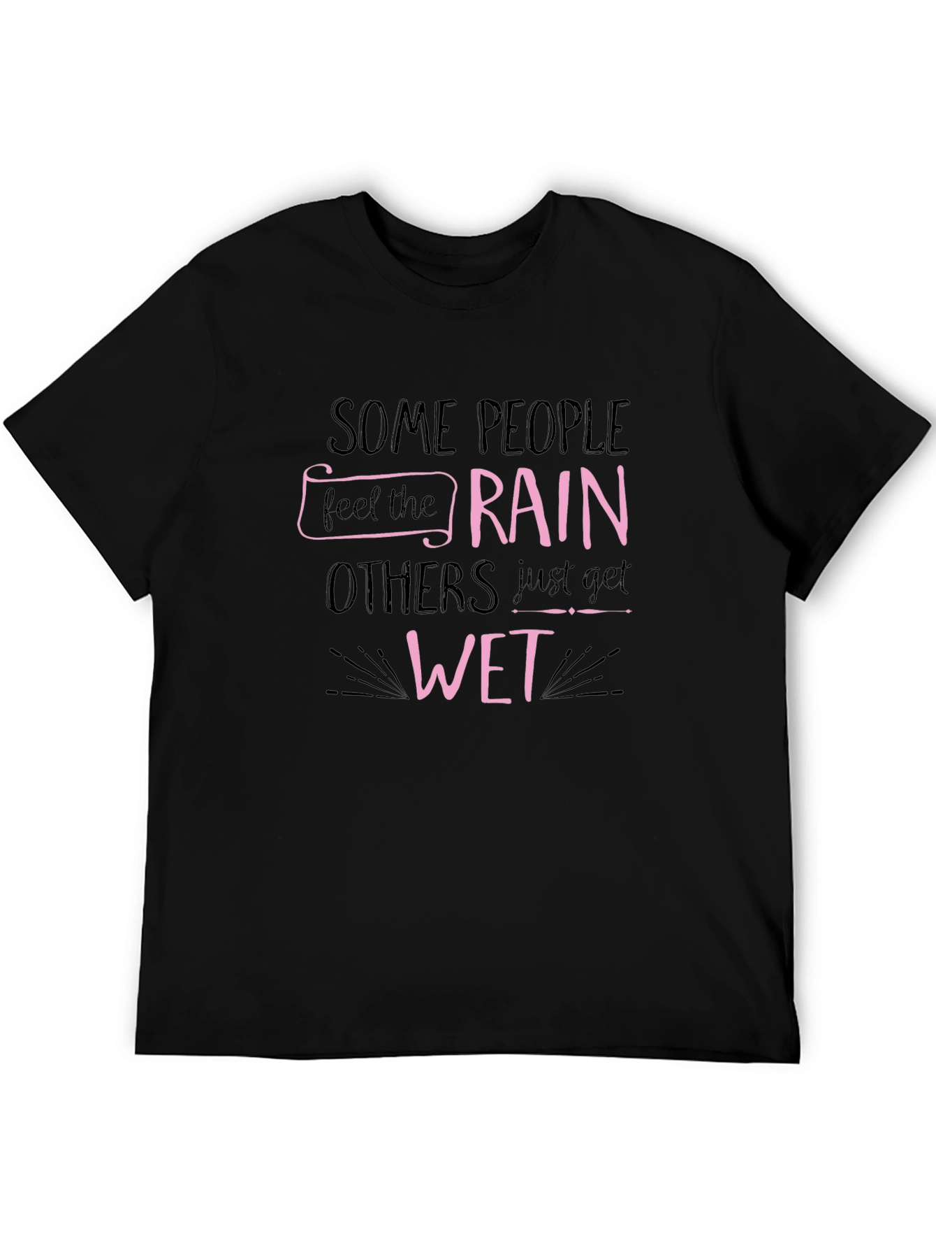 Black Rain & Wet Graphic Tee - Black Cotton T-Shirt view 5