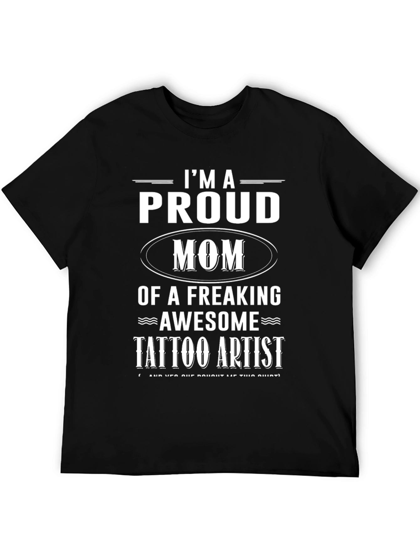 Black Proud Tattoo Artist Mom T-Shirt - Black Graphic Tee view 5