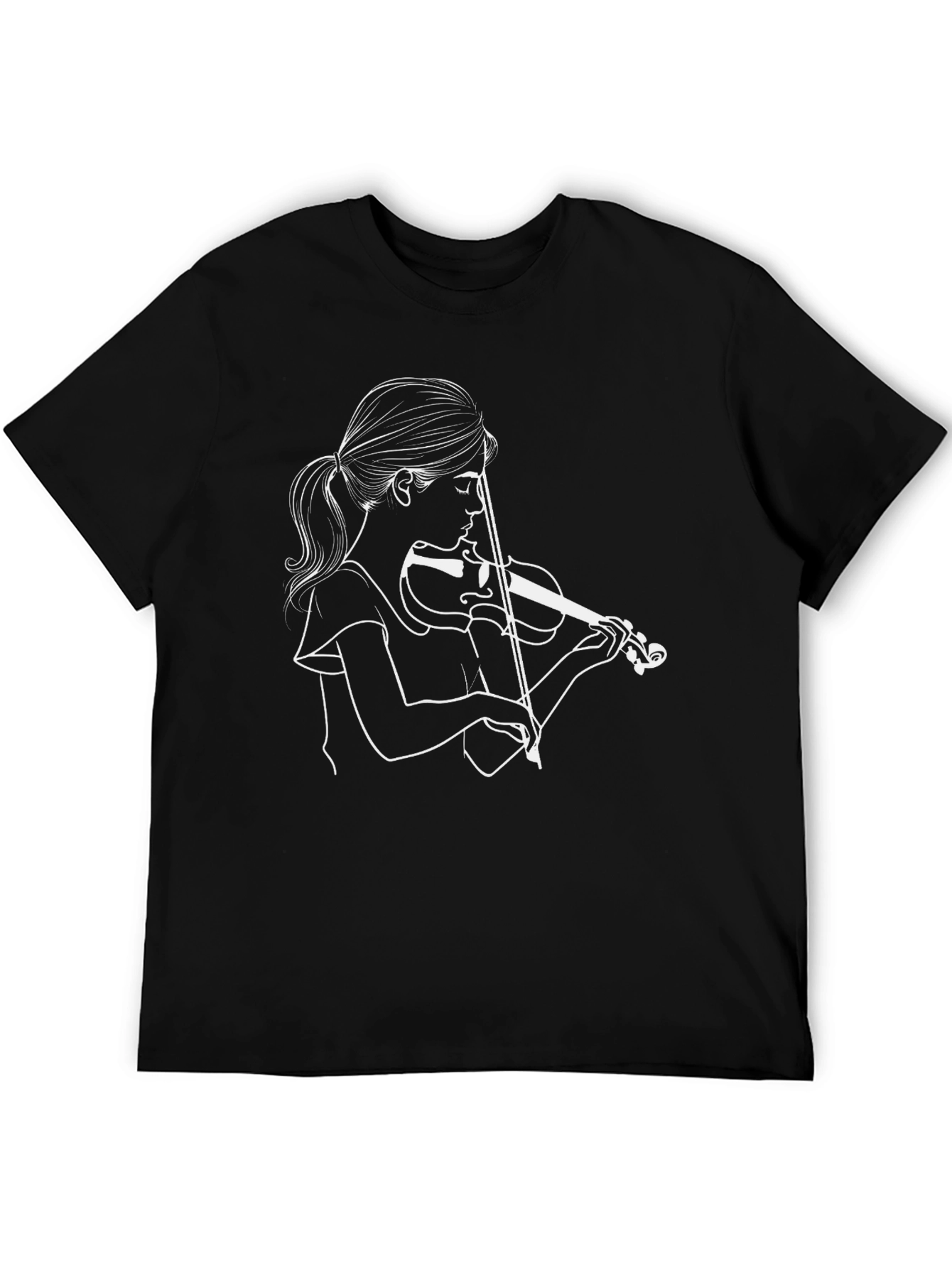 Black Violinist Graphic Tee - Unisex Black T-Shirt view 5