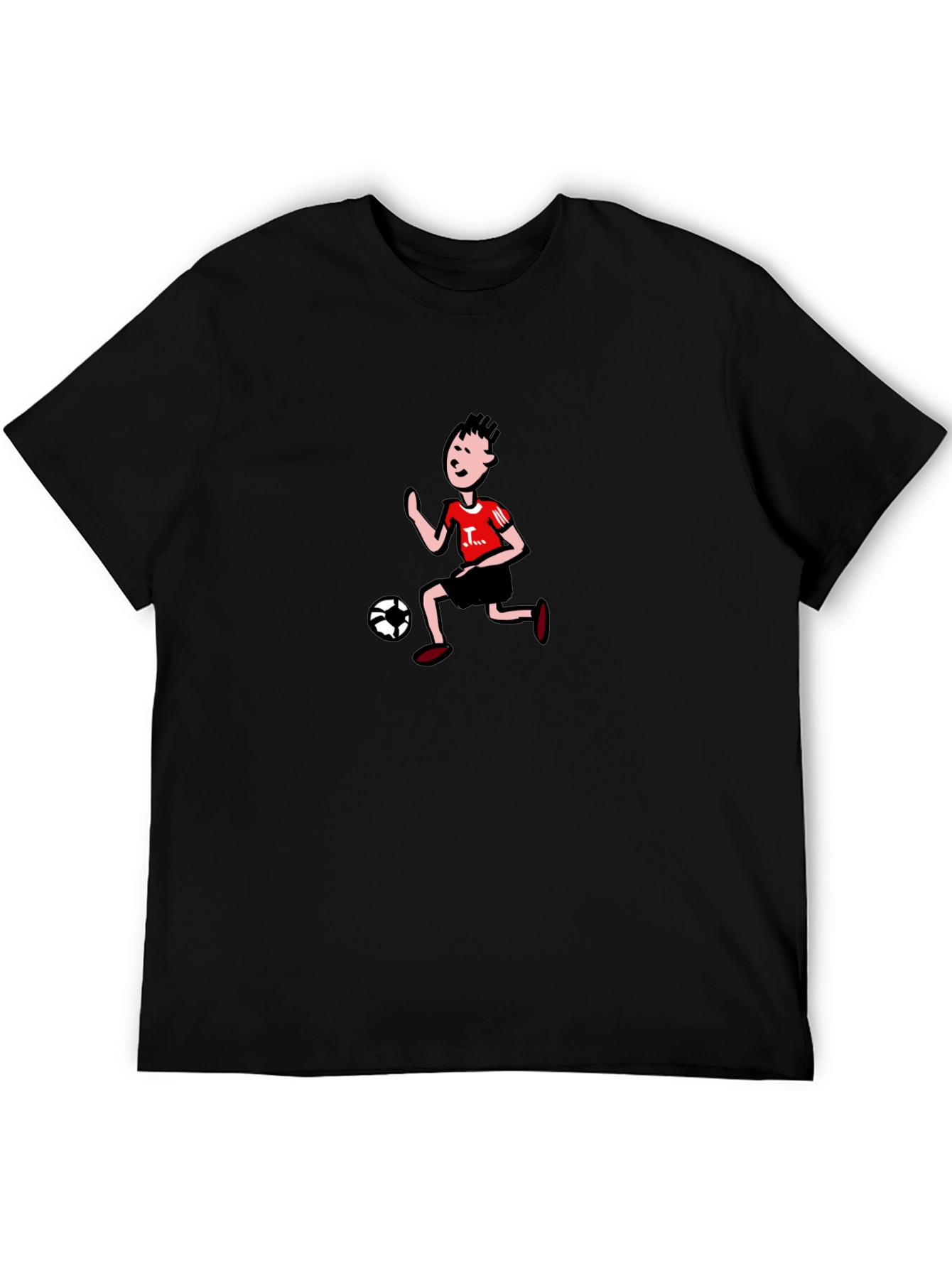 Black Cartoon Soccer Player Graphic Tee - Black view 5