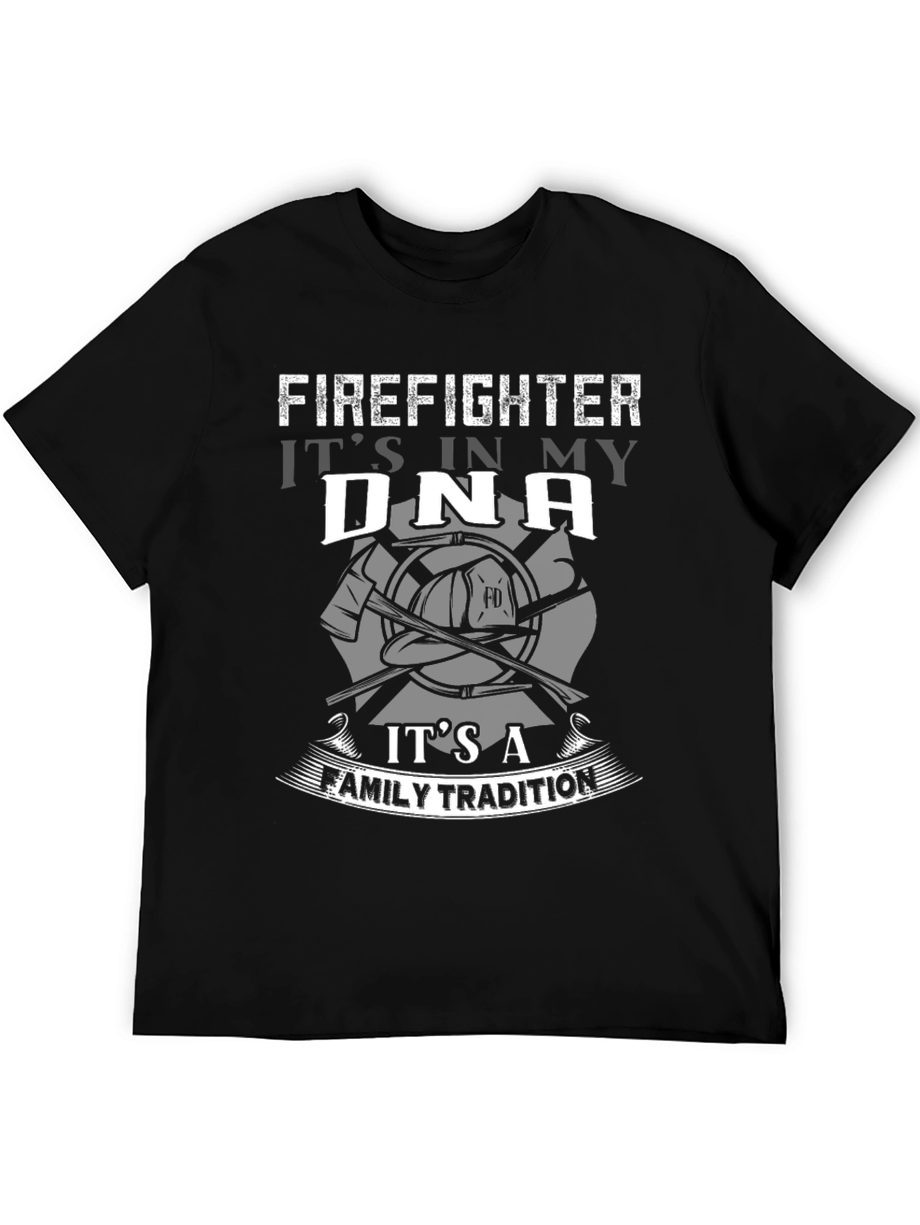 Black Firefighter DNA Family Tradition Graphic T-Shirt view 5
