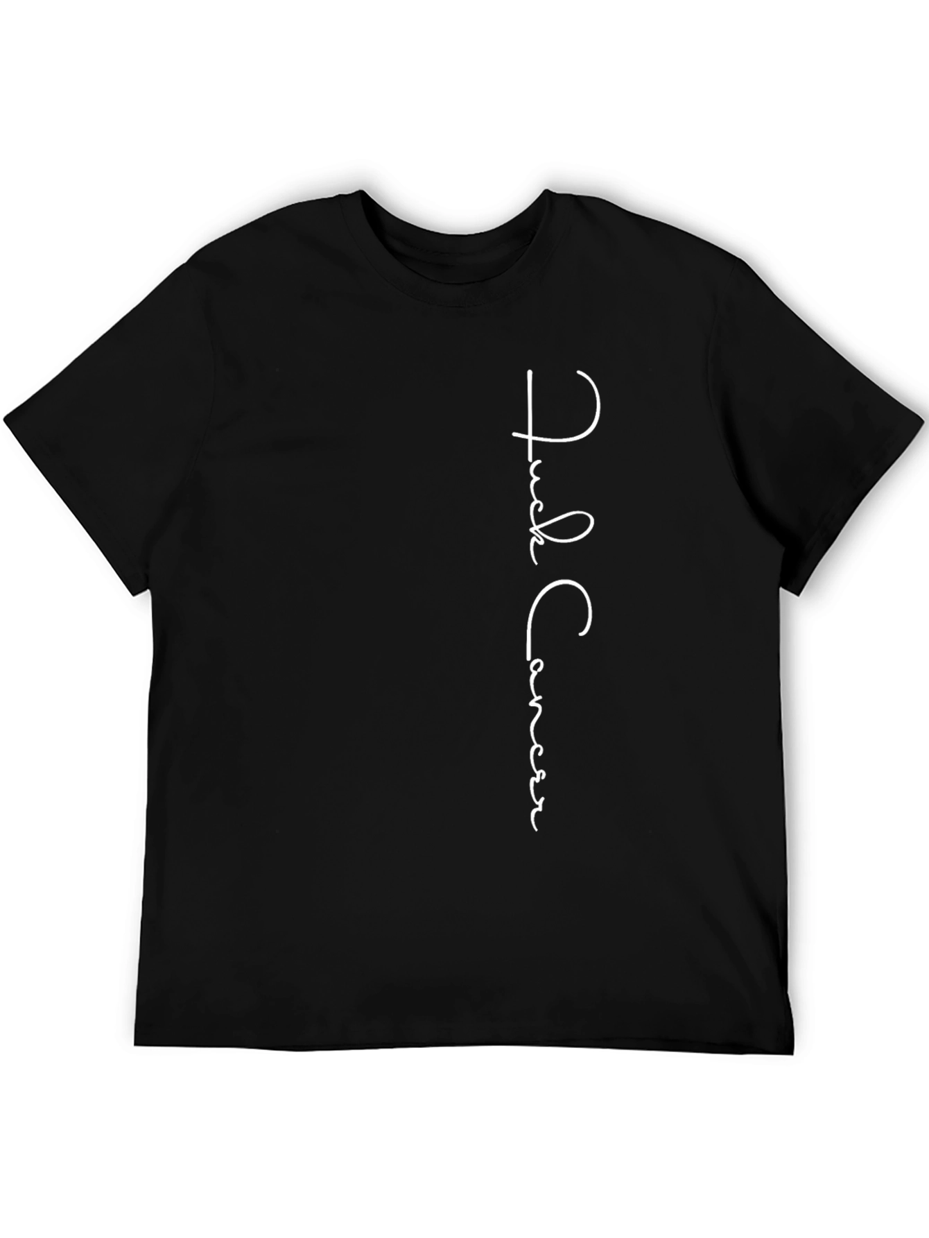 Black Fuck Cancer T-Shirt - Black Crew Neck view 5