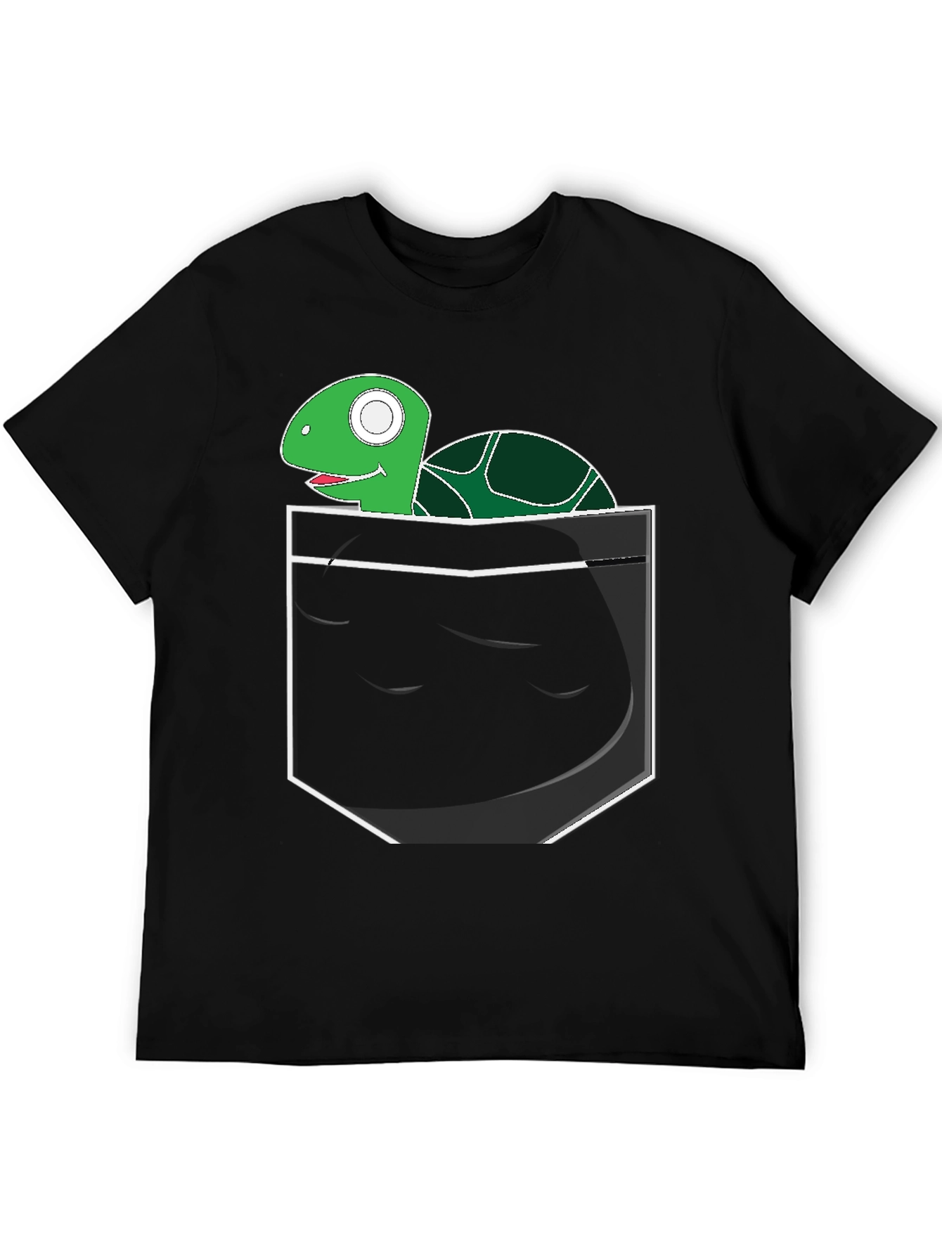Black Turtle in Pocket Graphic Tee - Novelty Shirt view 5