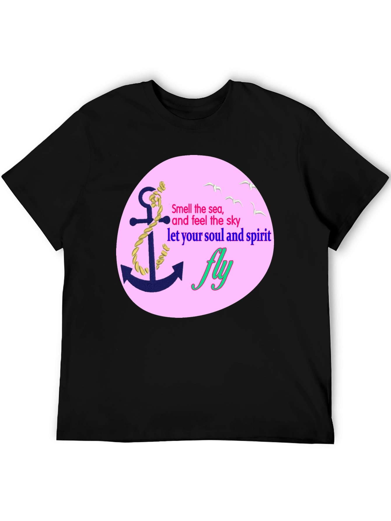 Black Nautical Dreamer Tee - Anchor & Sea Inspired Design view 5