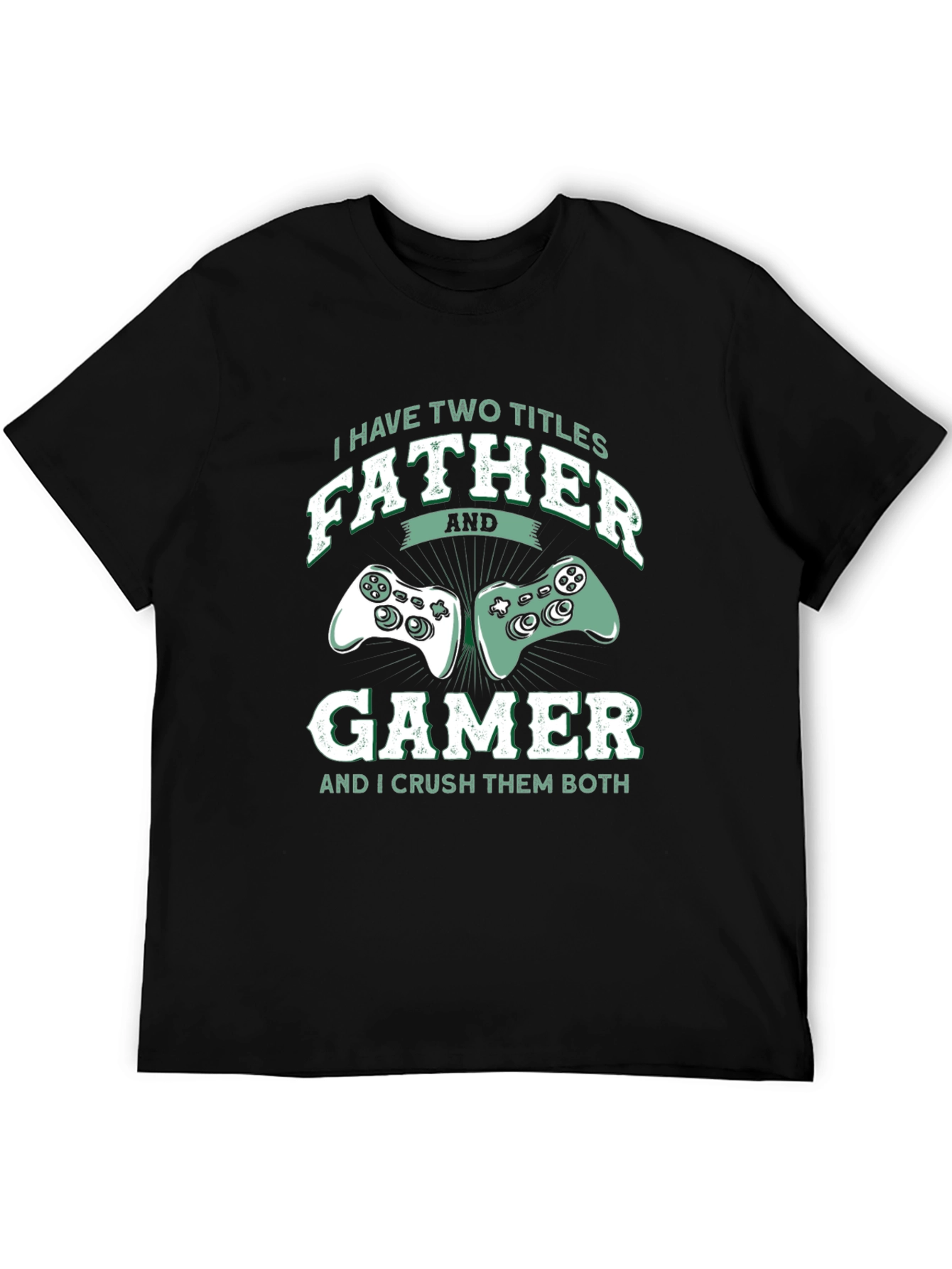 Black Father Gamer T-Shirt - Two Titles Crush Them Both view 5