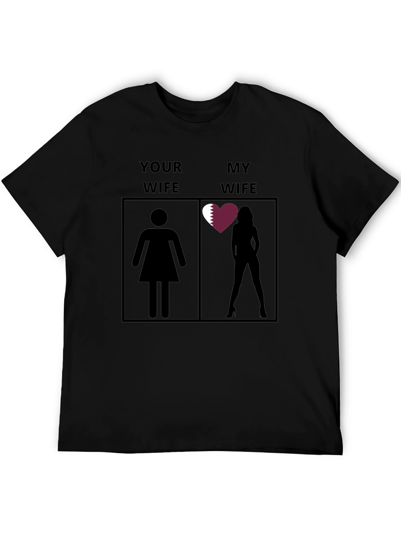 Black Funny "My Wife" Qatar T-Shirt view 5