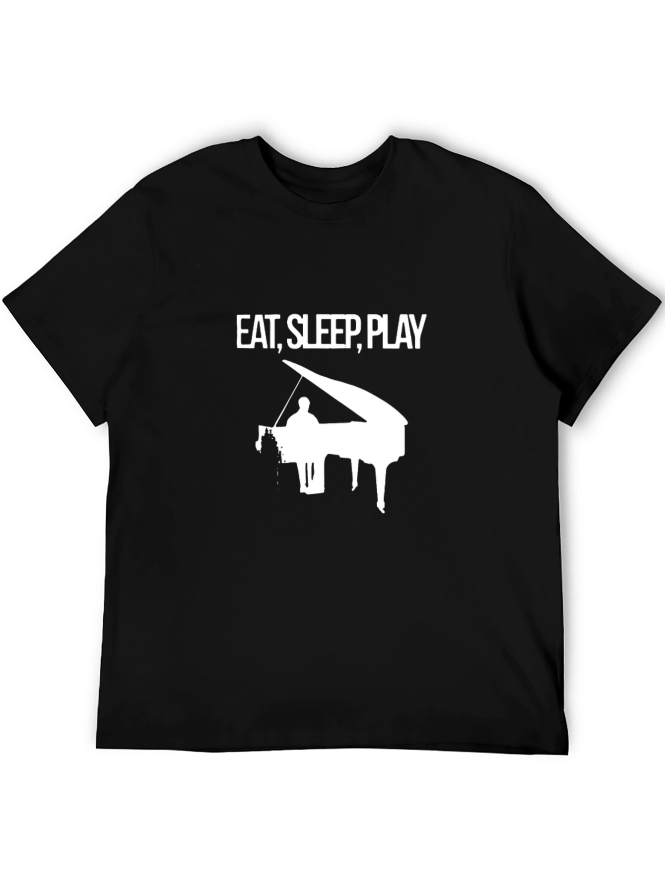 Black Eat Sleep Play Piano Black Graphic Tee view 5