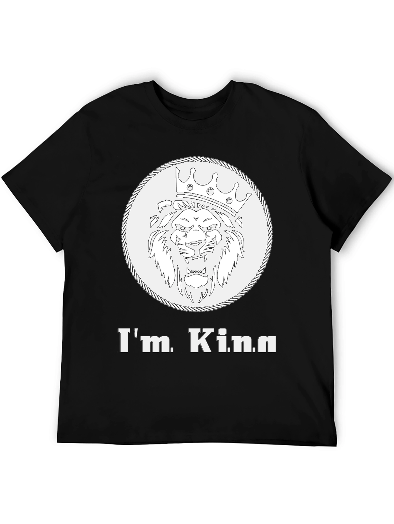 Black I'm King Graphic Tee - Lion Crown Design, Mens Black T-Shirt view 5