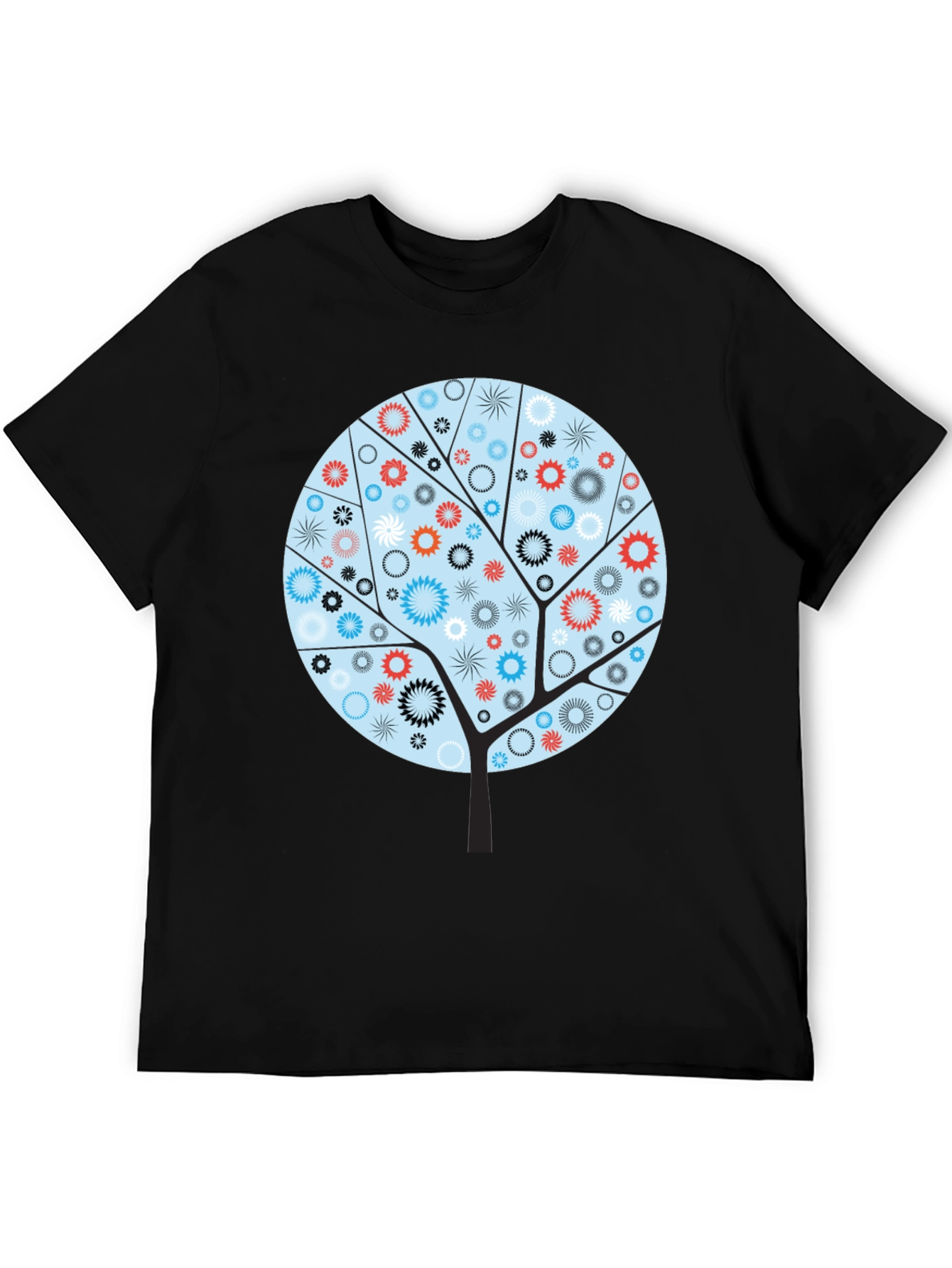 Black Abstract Floral Tree Graphic Tee - Modern Style view 5