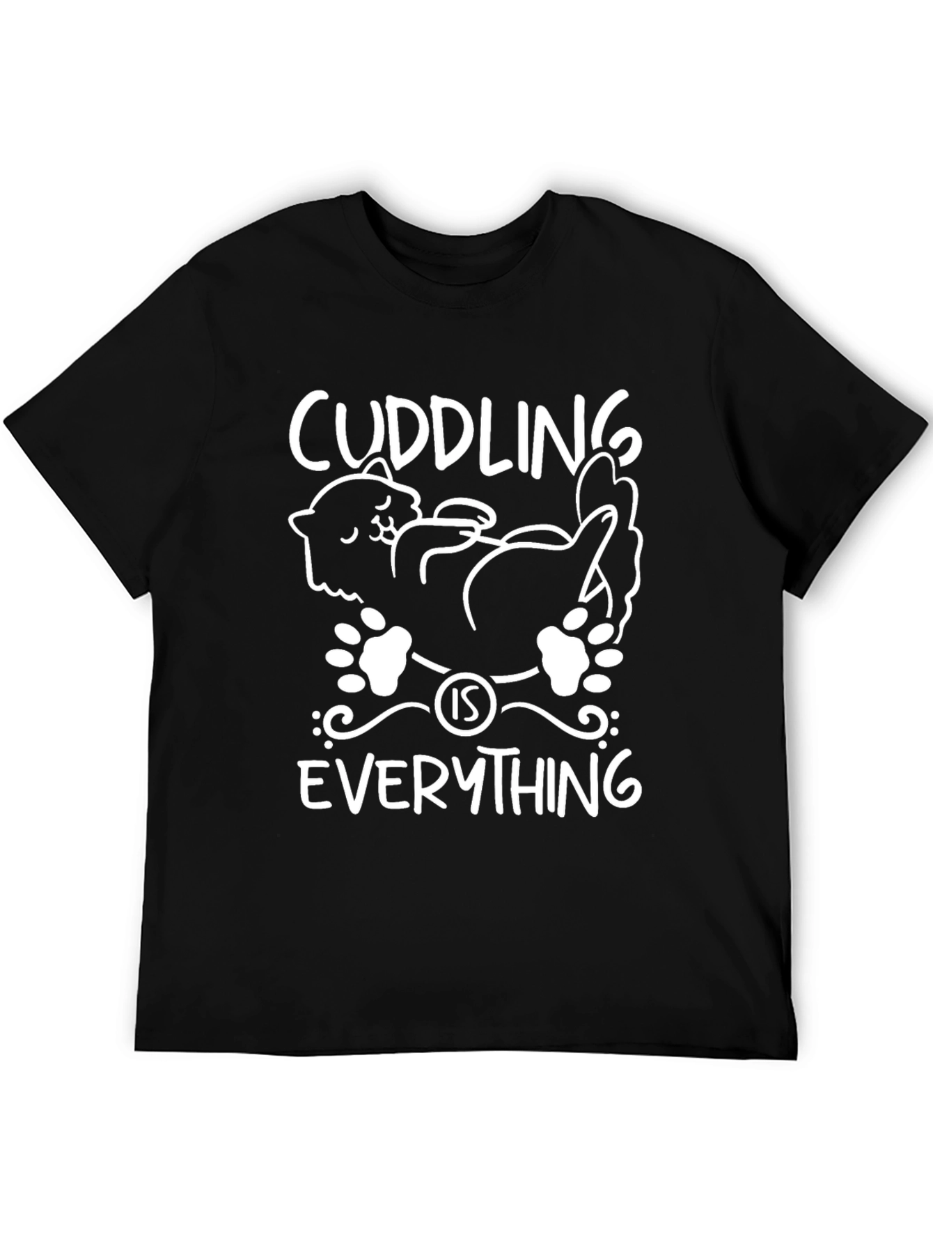 Black Cuddling is Everything Cat Graphic Tee - Black view 5