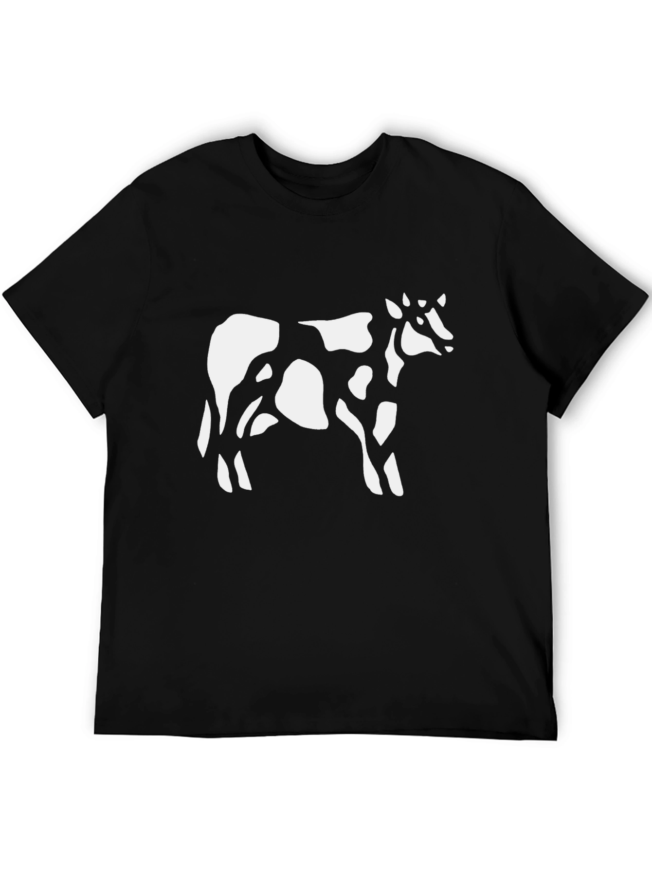 Black Cow Print Black T-Shirt view 5