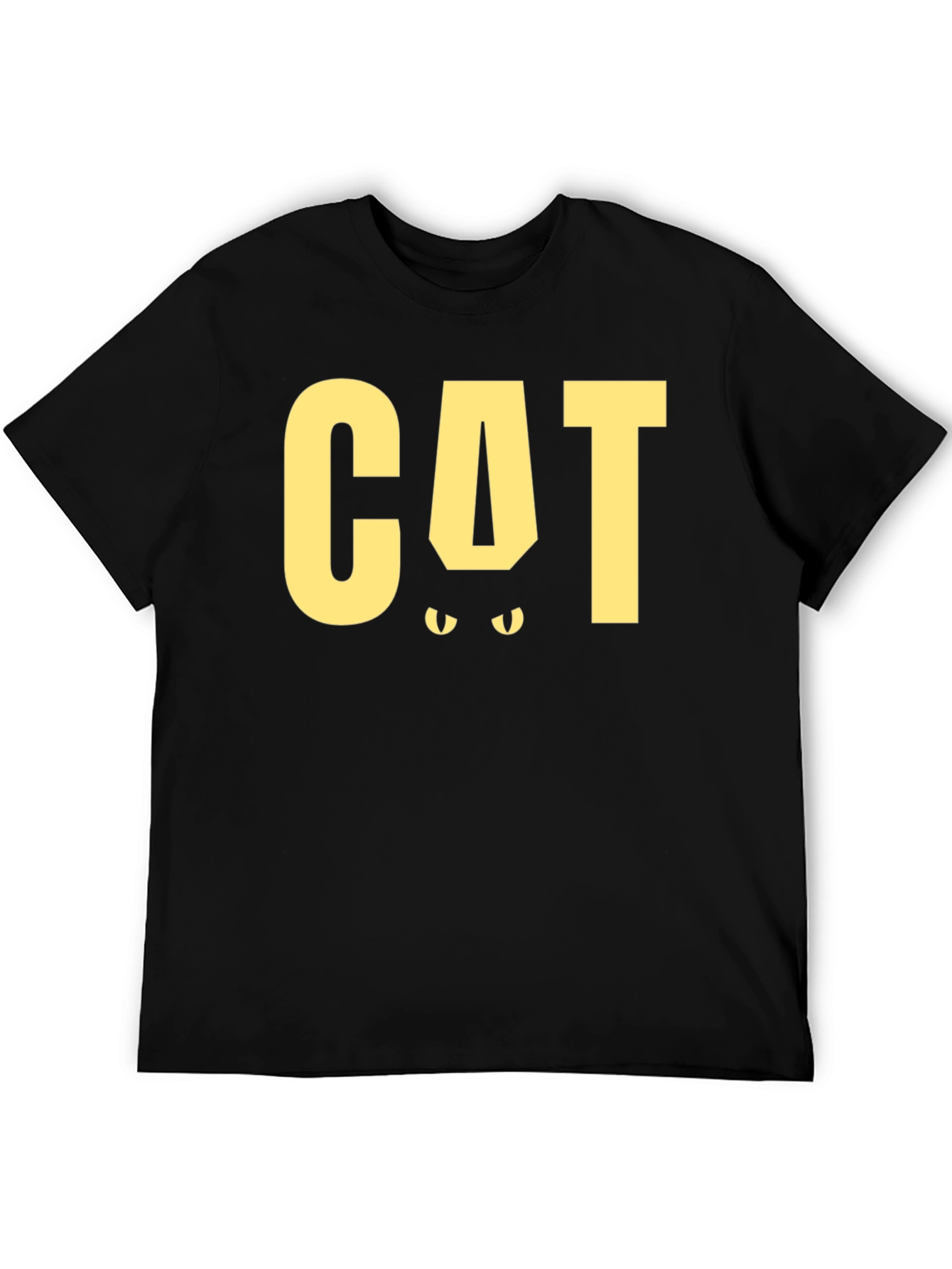 Black CAT Funny Graphic T-Shirt - Black Tee view 5