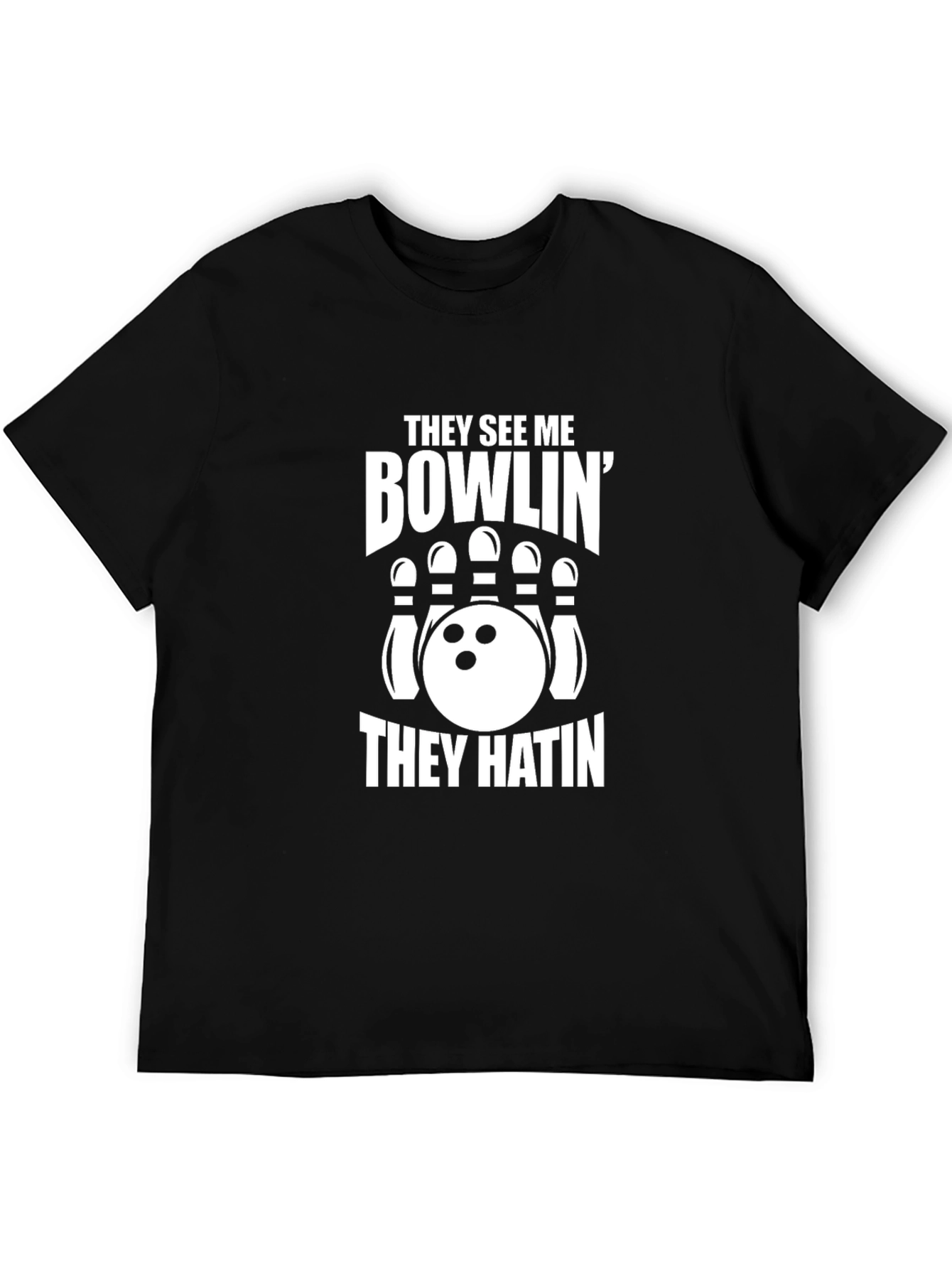 Black Bowling T-Shirt - They See Me Bowlin' view 5