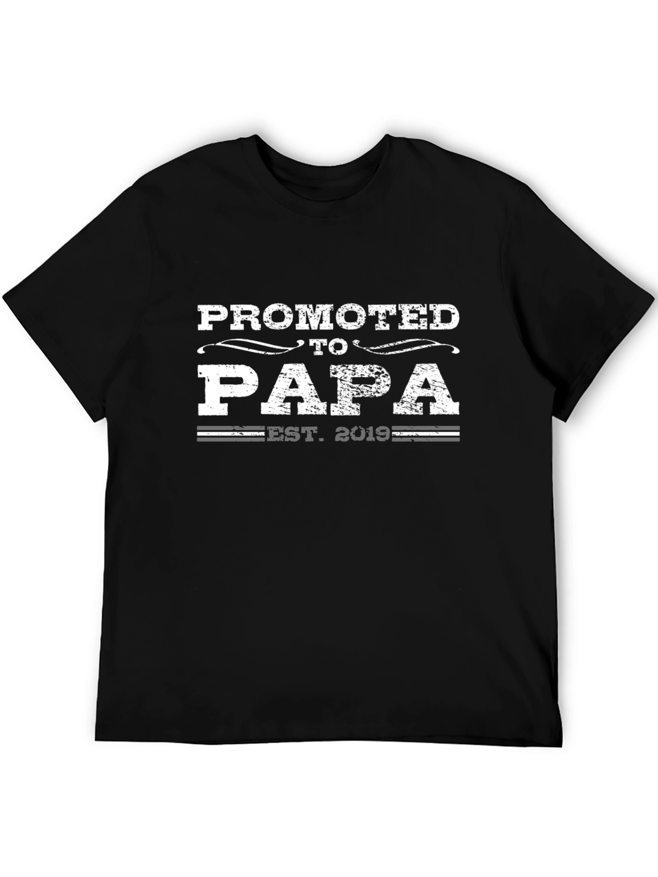 Black Promoted to Papa Est. 2019 T-Shirt - New Dad Gift view 5