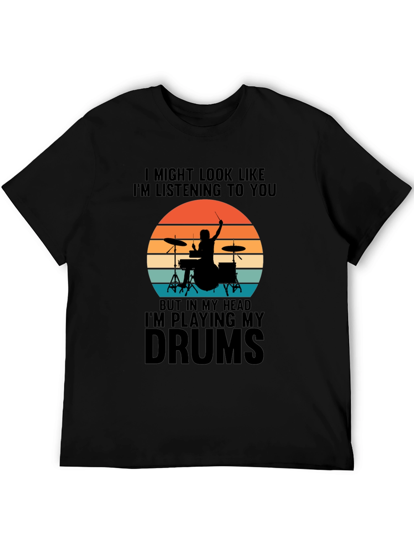 Black Drummer Graphic Tee - "I'm Playing My Drums" view 5