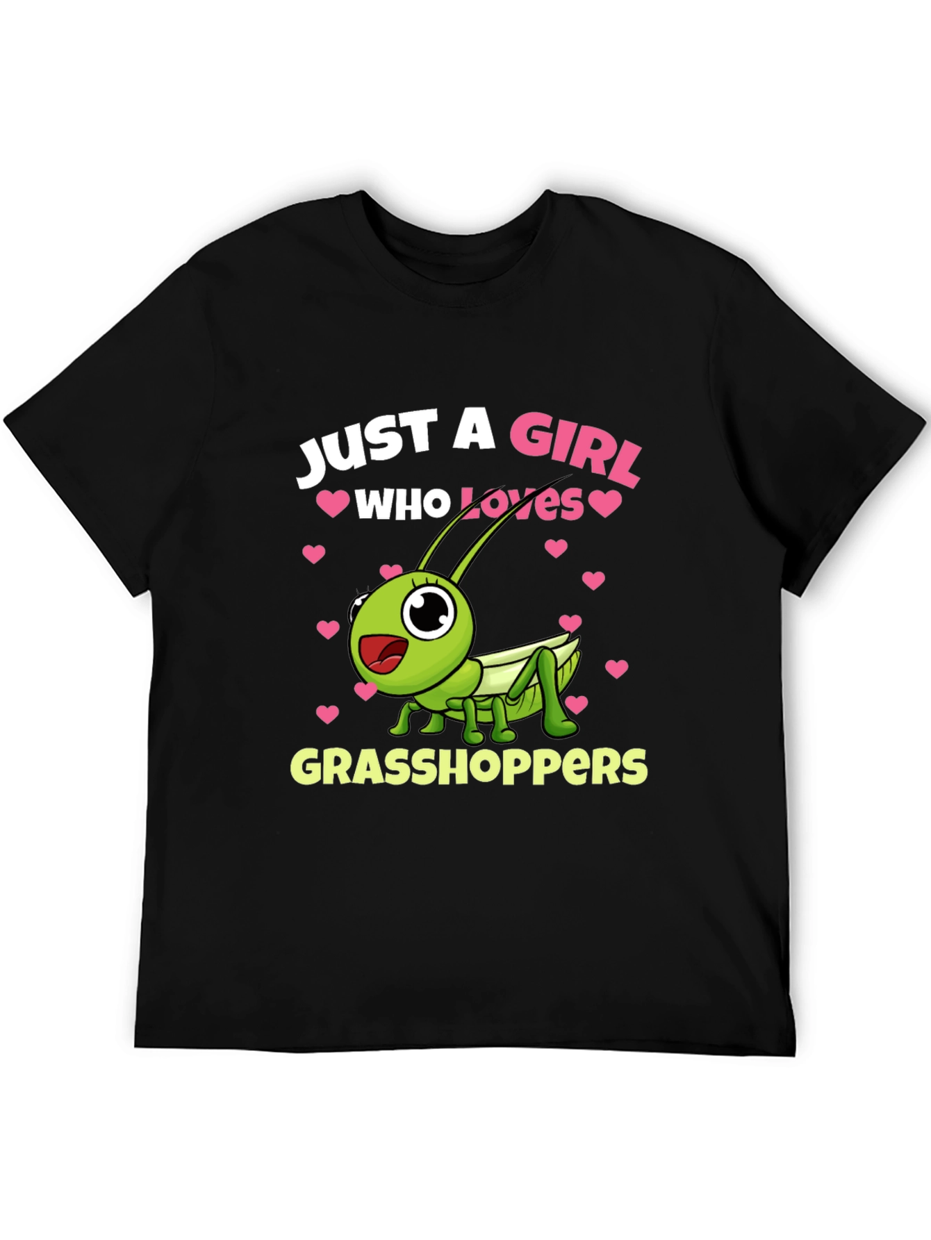 Black Just a Girl Who Loves Grasshoppers T-Shirt view 5