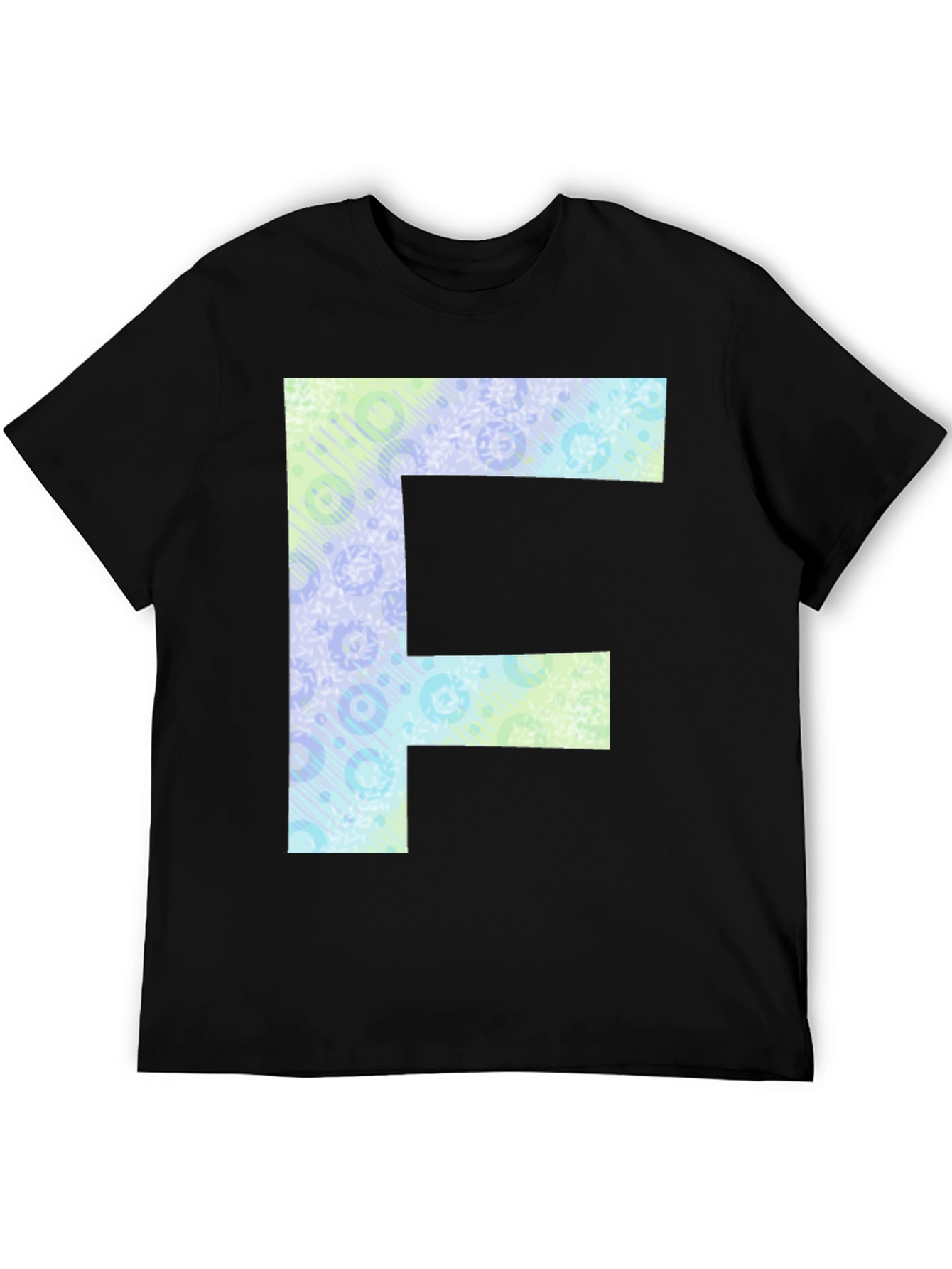 Black Letter F Patterned Tee - Black Cotton Casual Shirt view 5