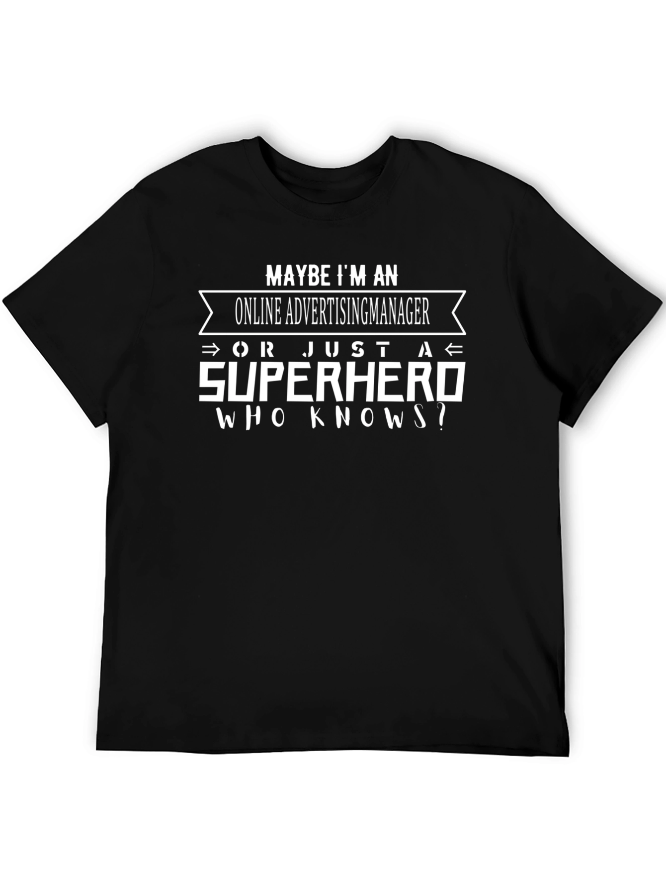 Black Online Advertising Manager Superhero T-Shirt view 5