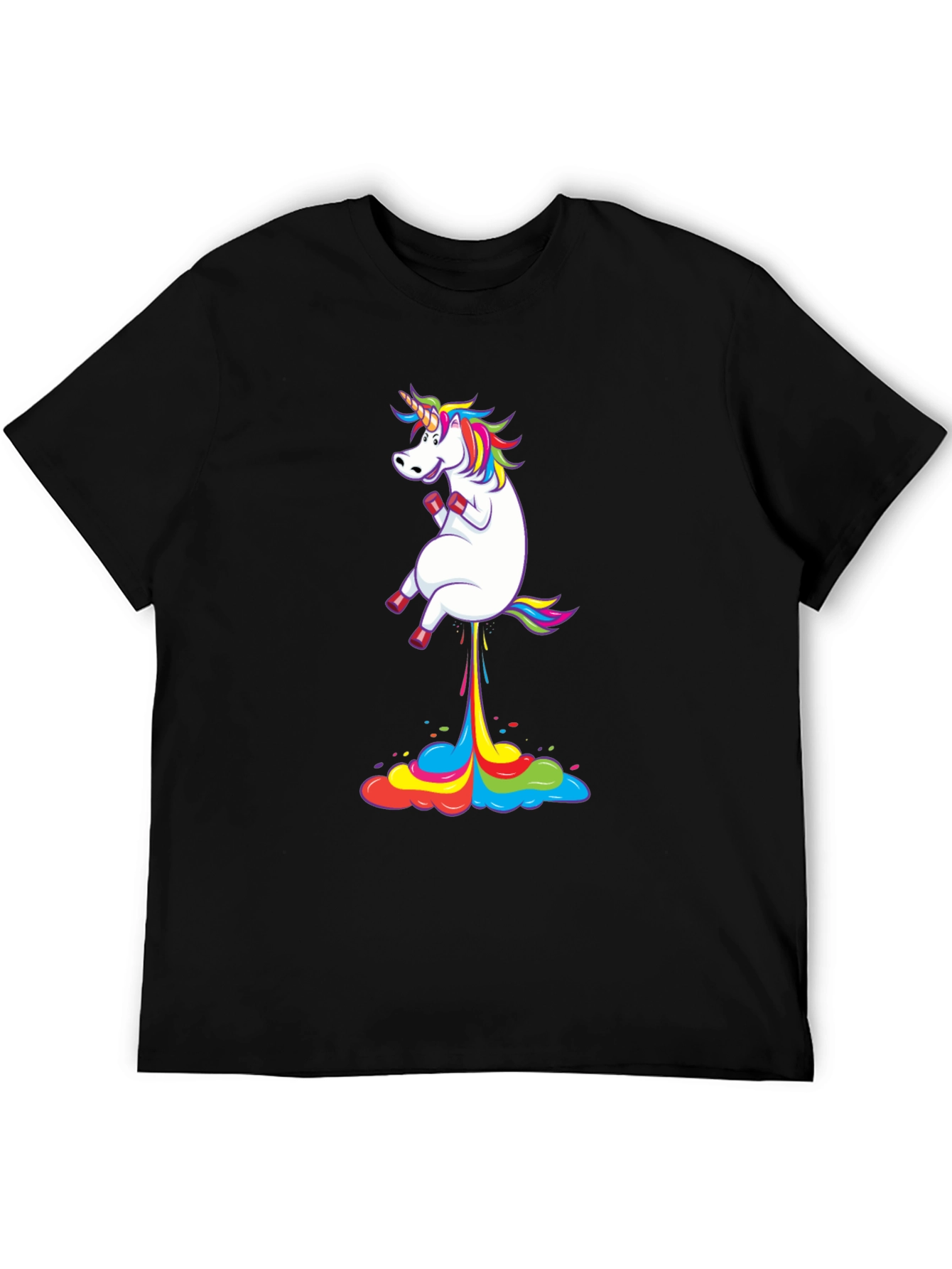 Black Unicorn Rainbow Fart T-Shirt Funny Novelty Tee view 5
