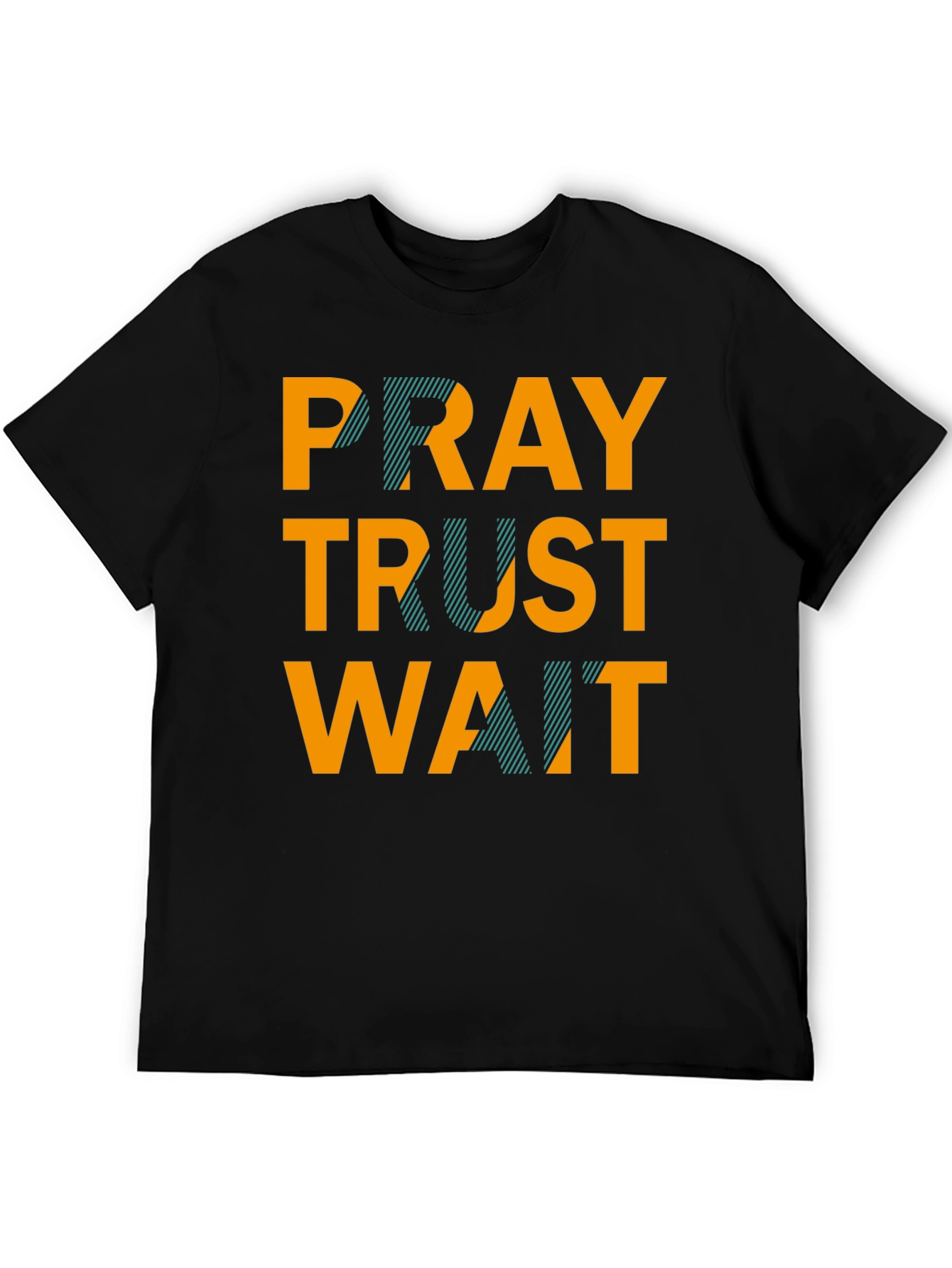 Black Pray Trust Wait Graphic Tee - Black Casual T-Shirt view 5