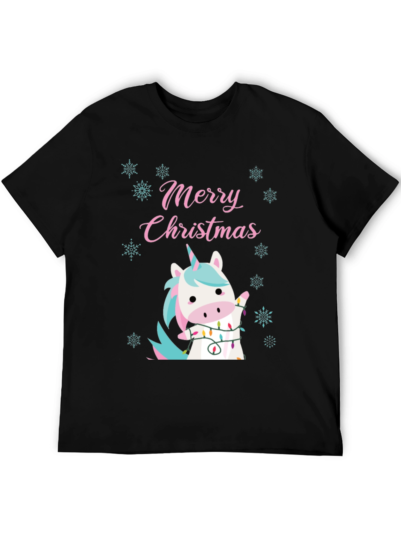 Black Merry Christmas Unicorn Tee view 5