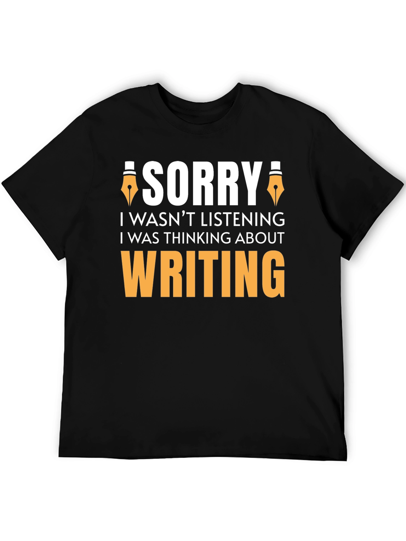 Black Sorry Writing Funny T-Shirt view 5