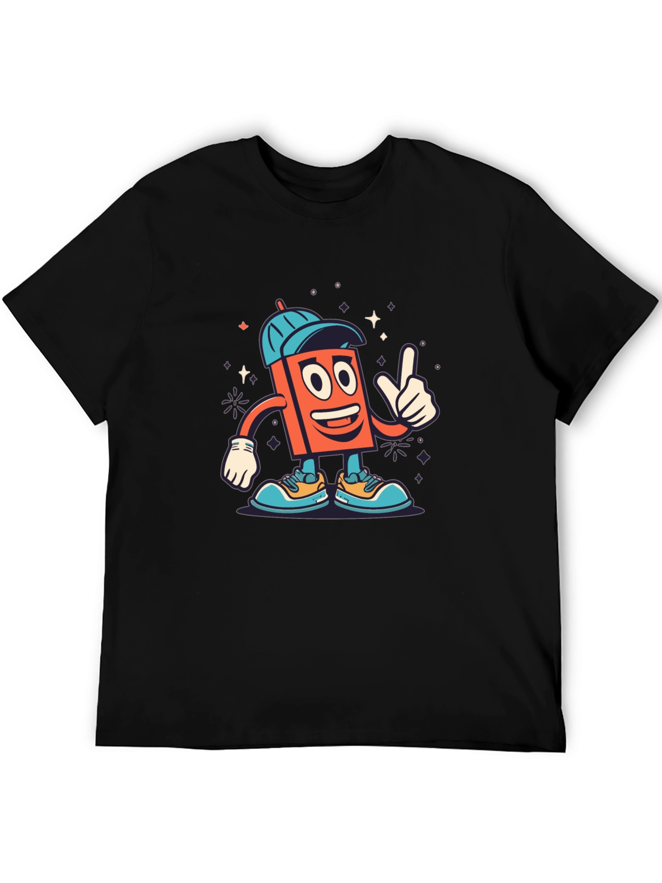 Black Cartoon Character Black T-Shirt view 5