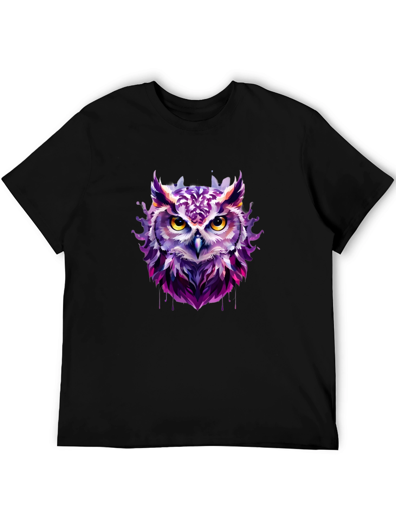 Black Artistic Owl Graphic Tee - Unique Design view 5
