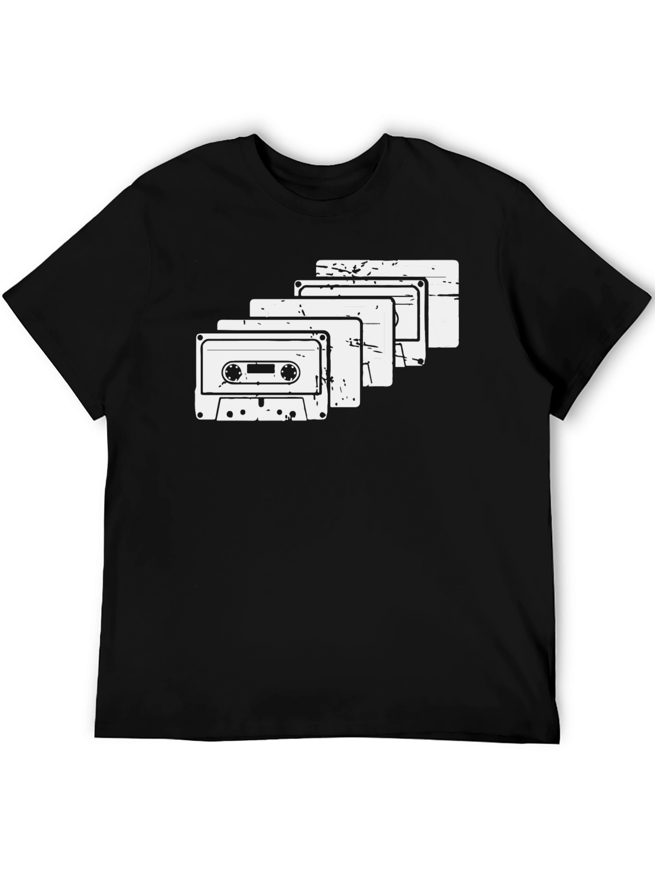 Black Retro Cassette Tape Graphic Tee - Black Cotton T-Shirt view 5