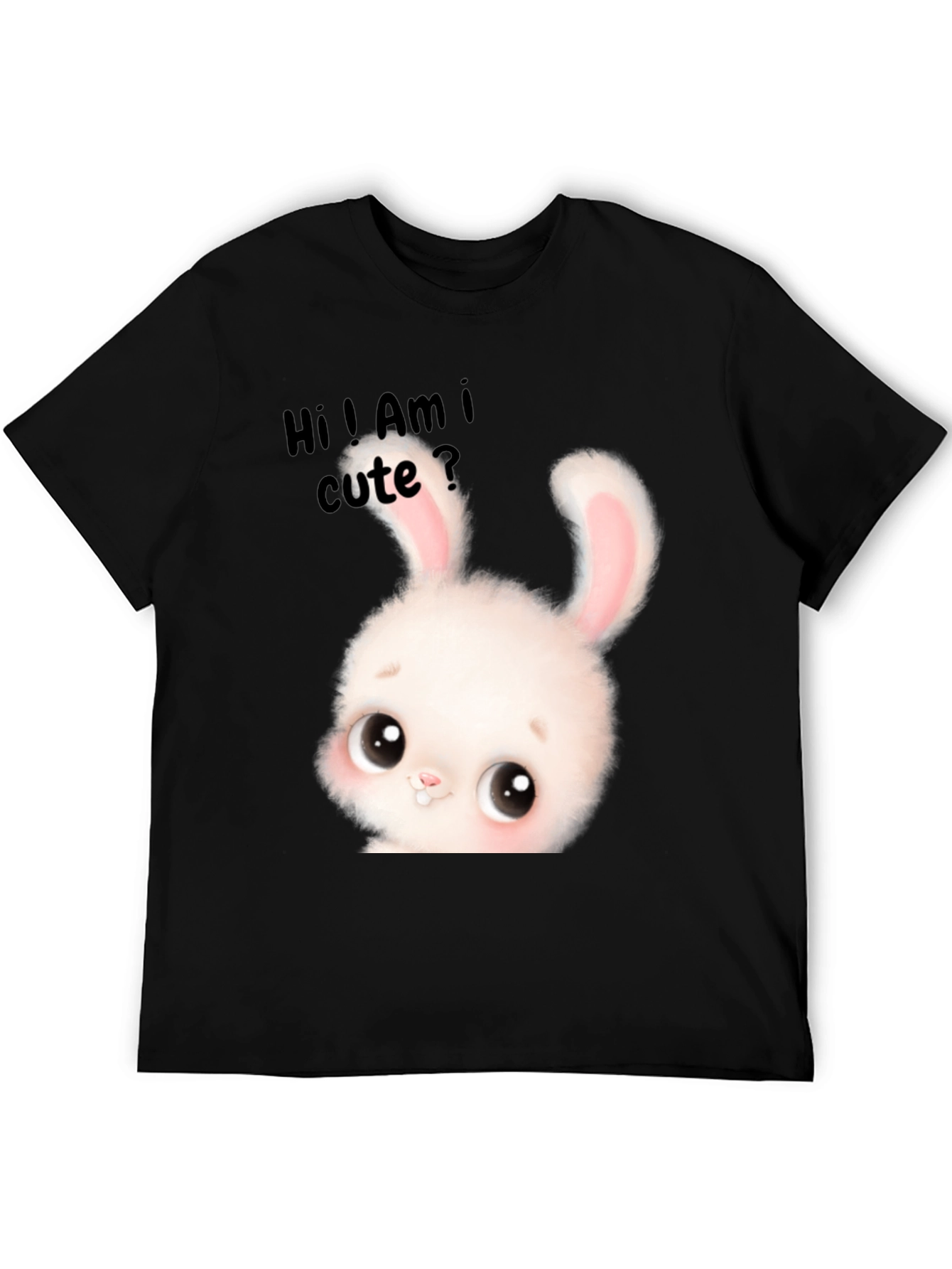 Black Cute Bunny Graphic T-Shirt - Adorable Unisex Tee view 5