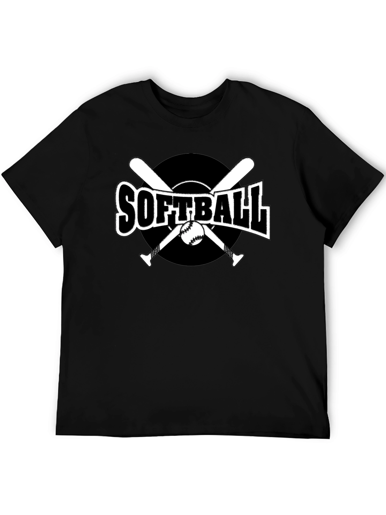 Black Softball Graphic Tee - Black Cotton Casual Shirt view 5