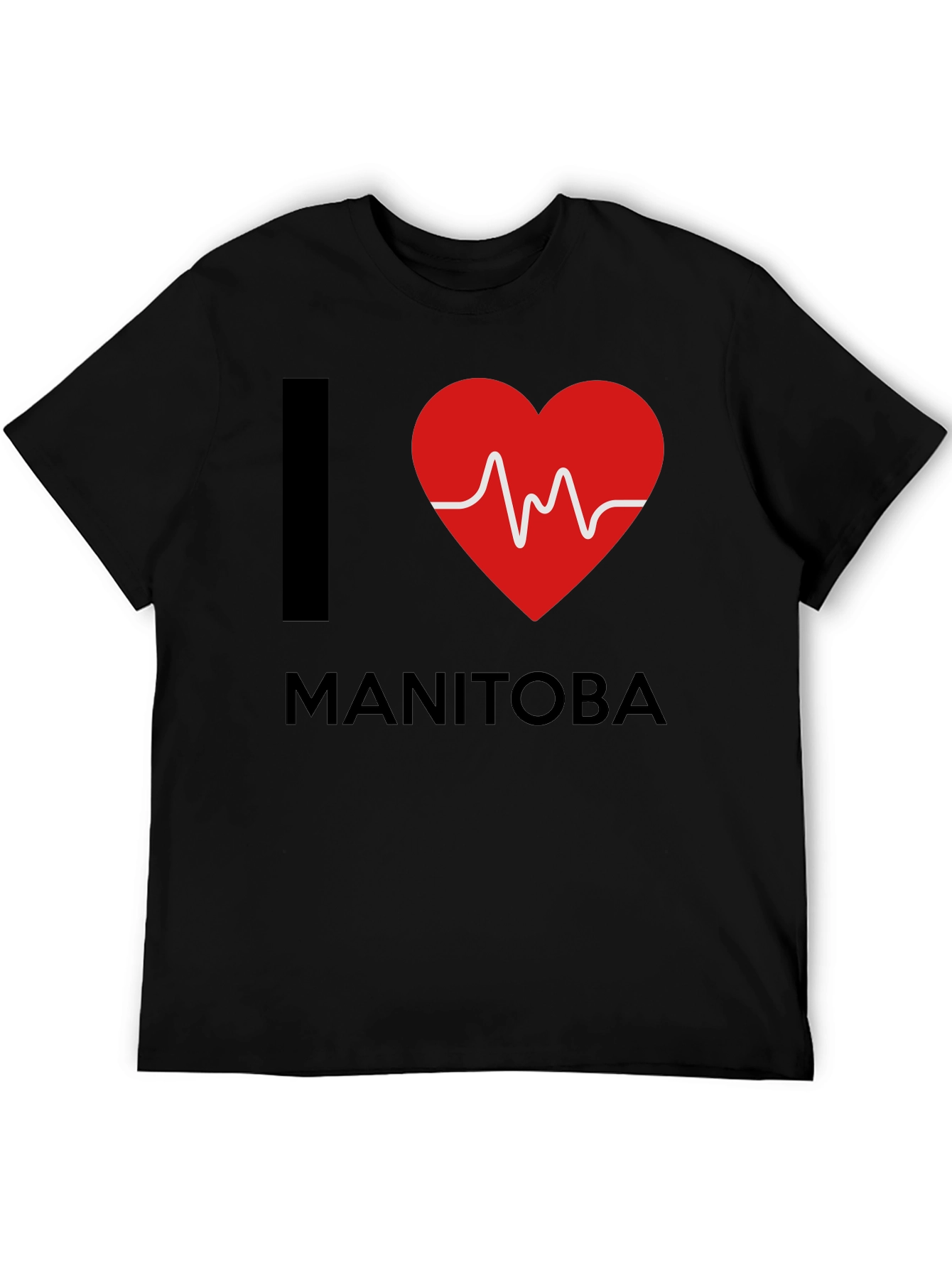 Black I Heart Manitoba T-Shirt - Black Crew Neck Tee view 5