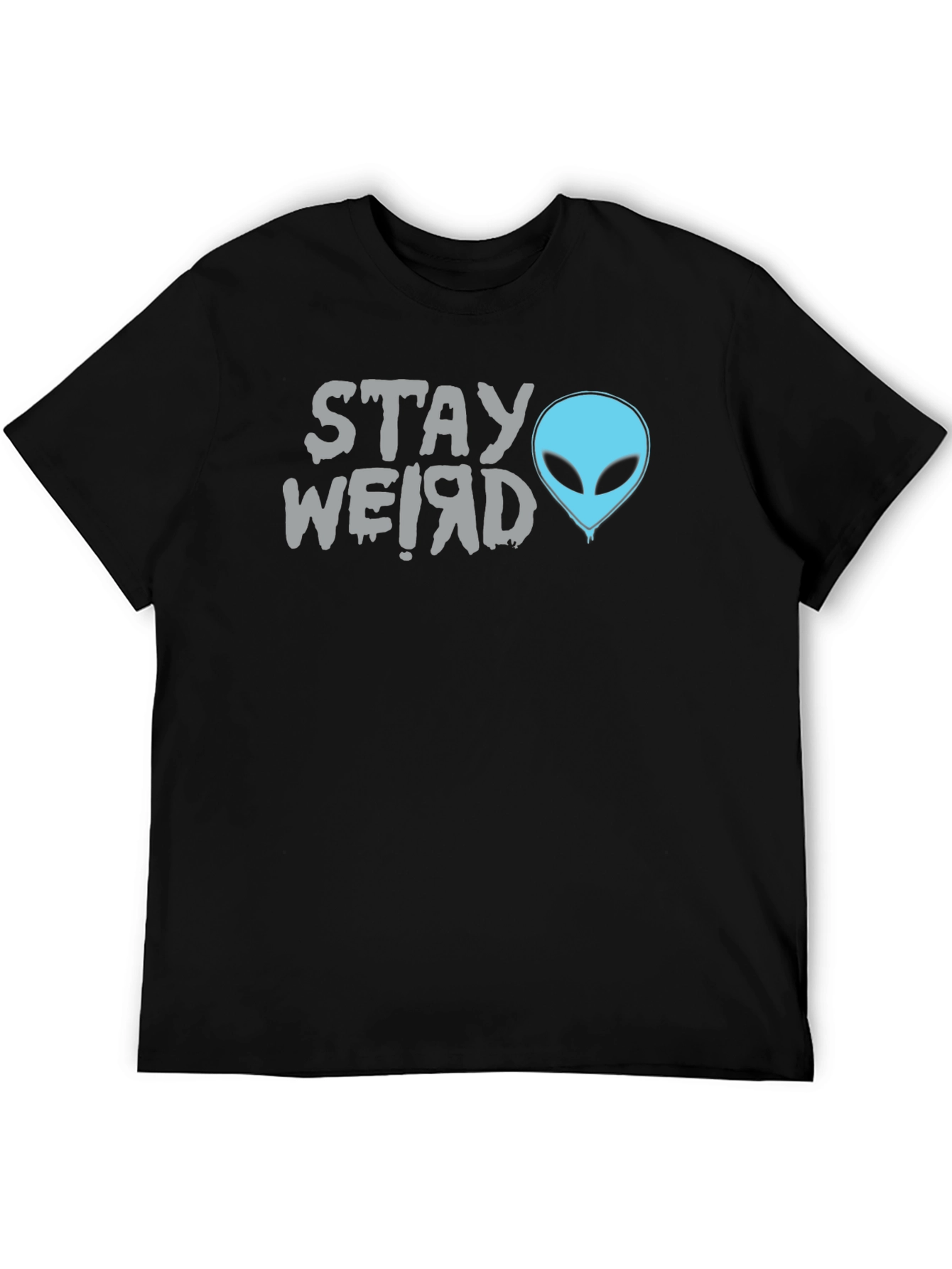 Black Stay Weird Alien Graphic Tee - Black Cotton T-Shirt view 5