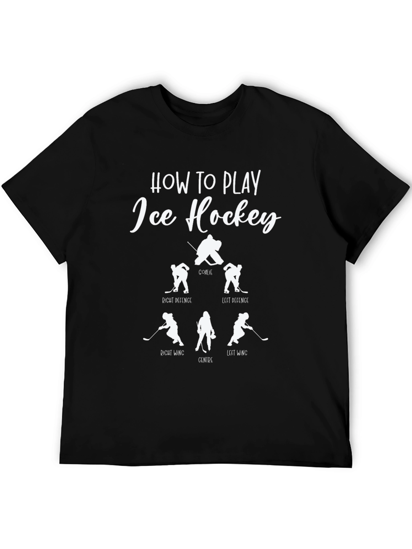 Black How to Play Ice Hockey Graphic T-Shirt view 5