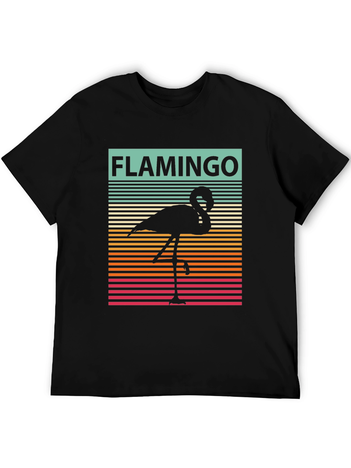 Black Retro Flamingo Graphic Tee view 5