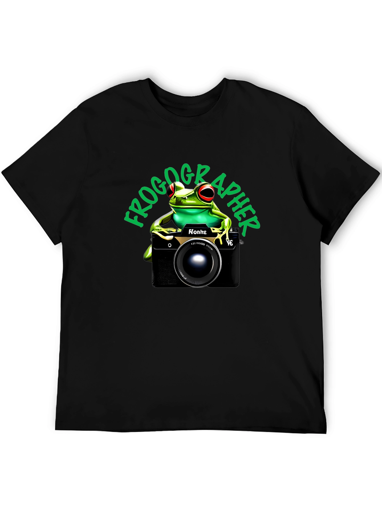 Black Frogographer T-Shirt: Cute Frog Camera Graphic Tee view 5