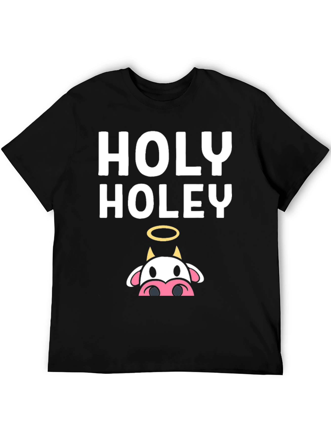Black Holy Holey Cow Graphic Tee - Black Casual T-Shirt view 5