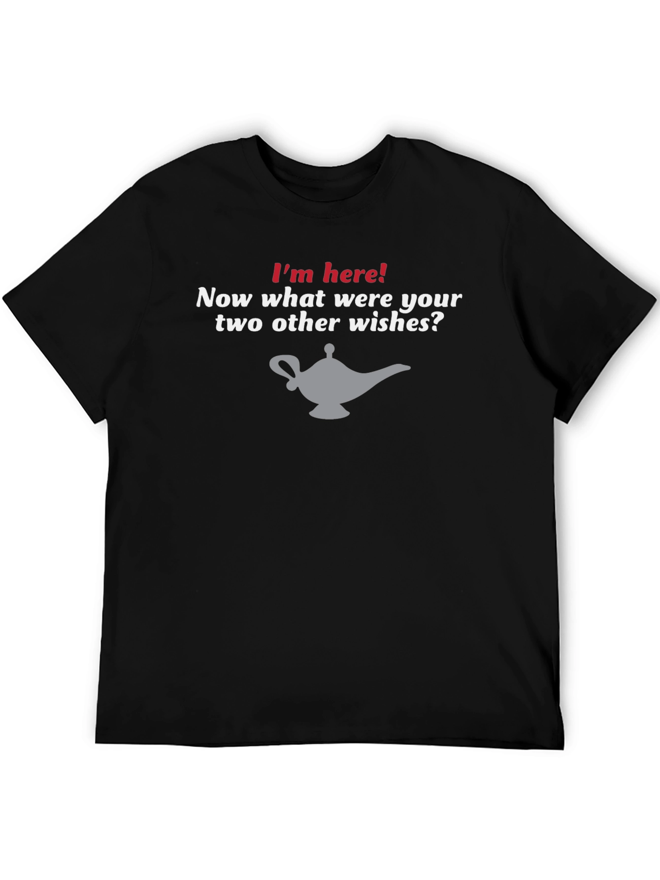 Black I'm Here! Genie Lamp Novelty Graphic T-Shirt view 5