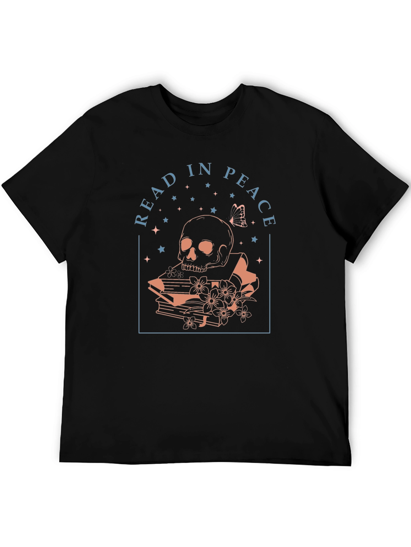 Black Read in Peace Graphic Tee - Skull & Books view 5